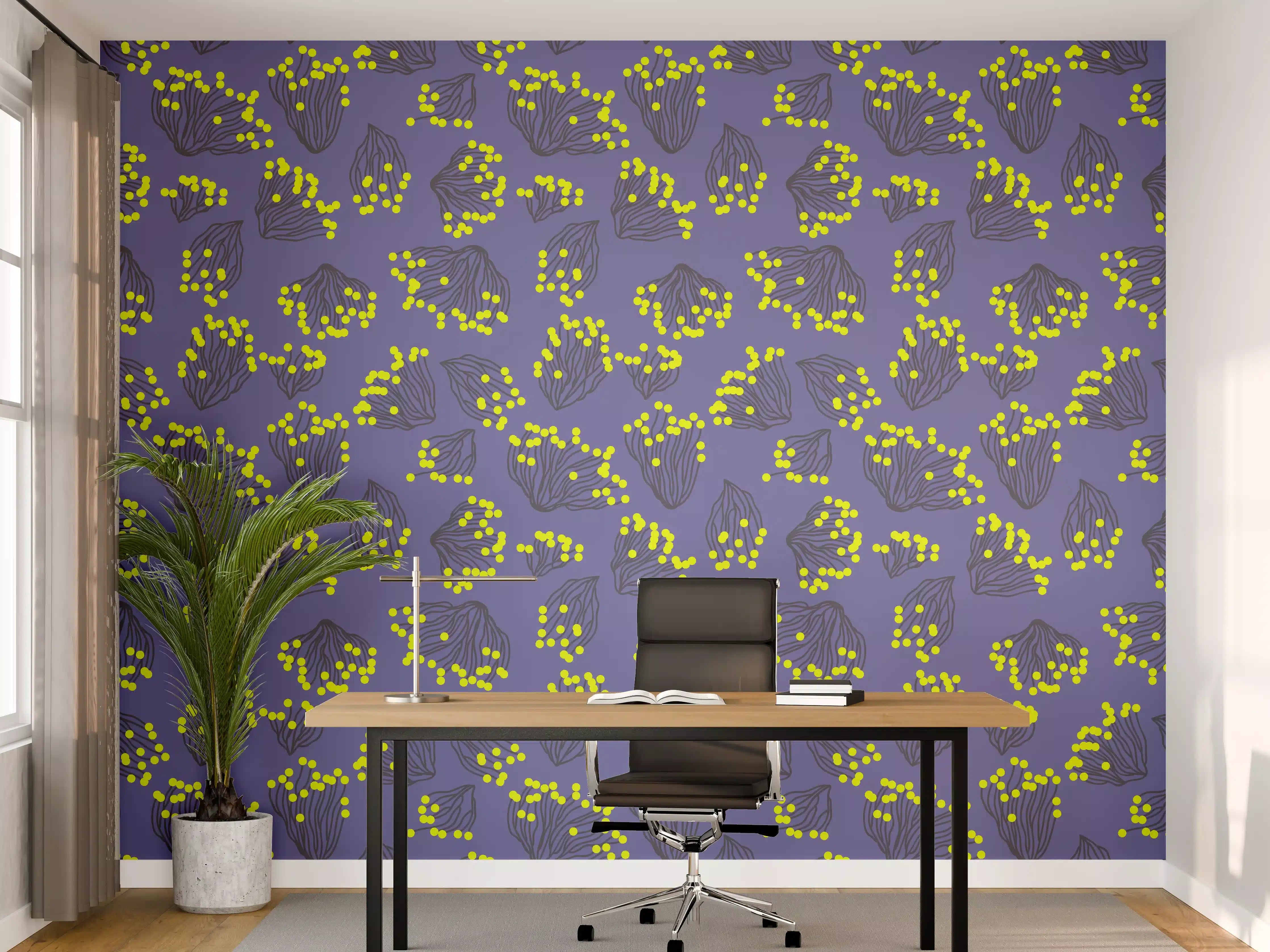 Büro Wandgestaltung - Neon-Korallen Lila-Gelb Muster