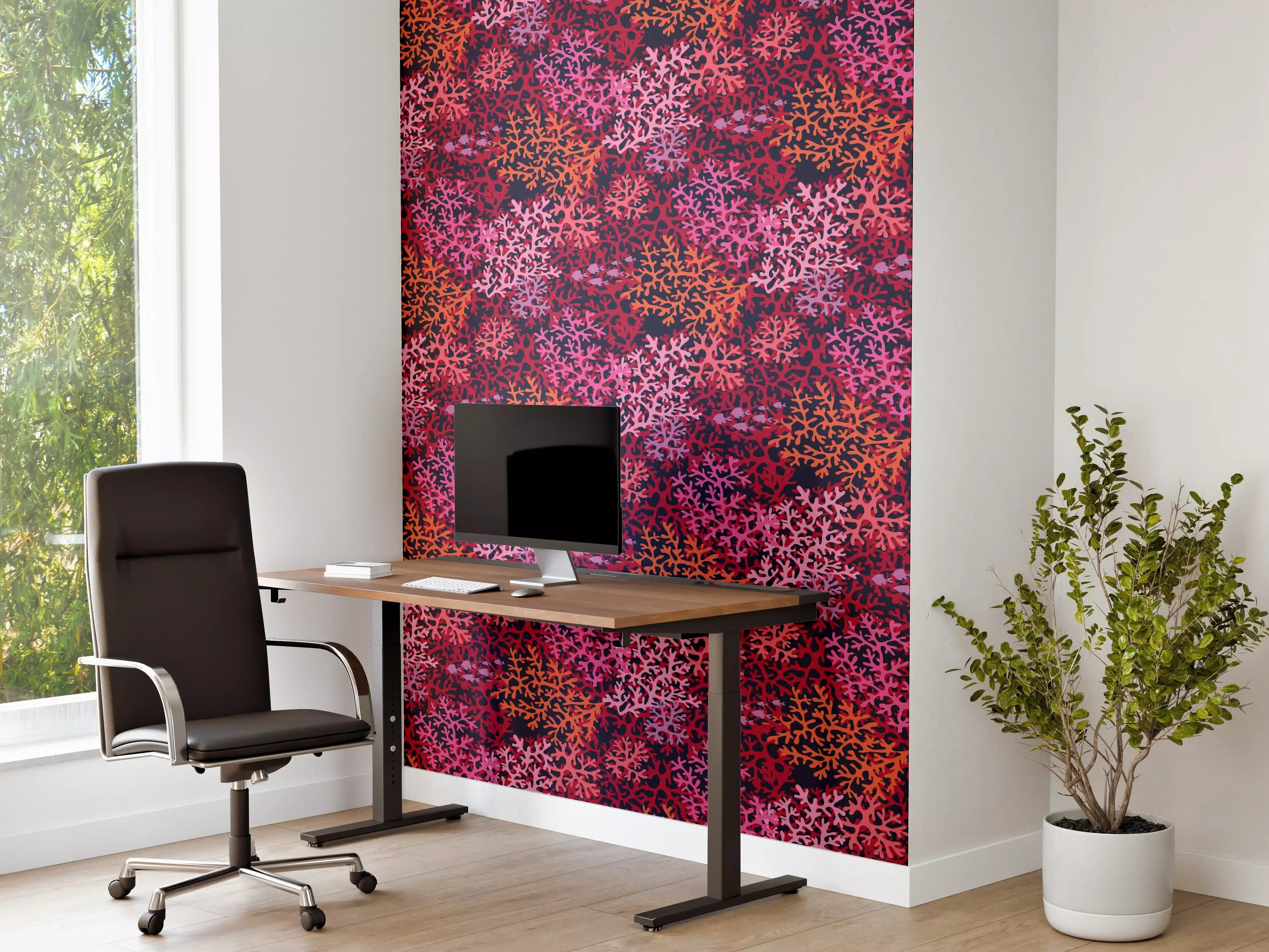 Büro Wandgestaltung - Neon-Korallen Pink Muster