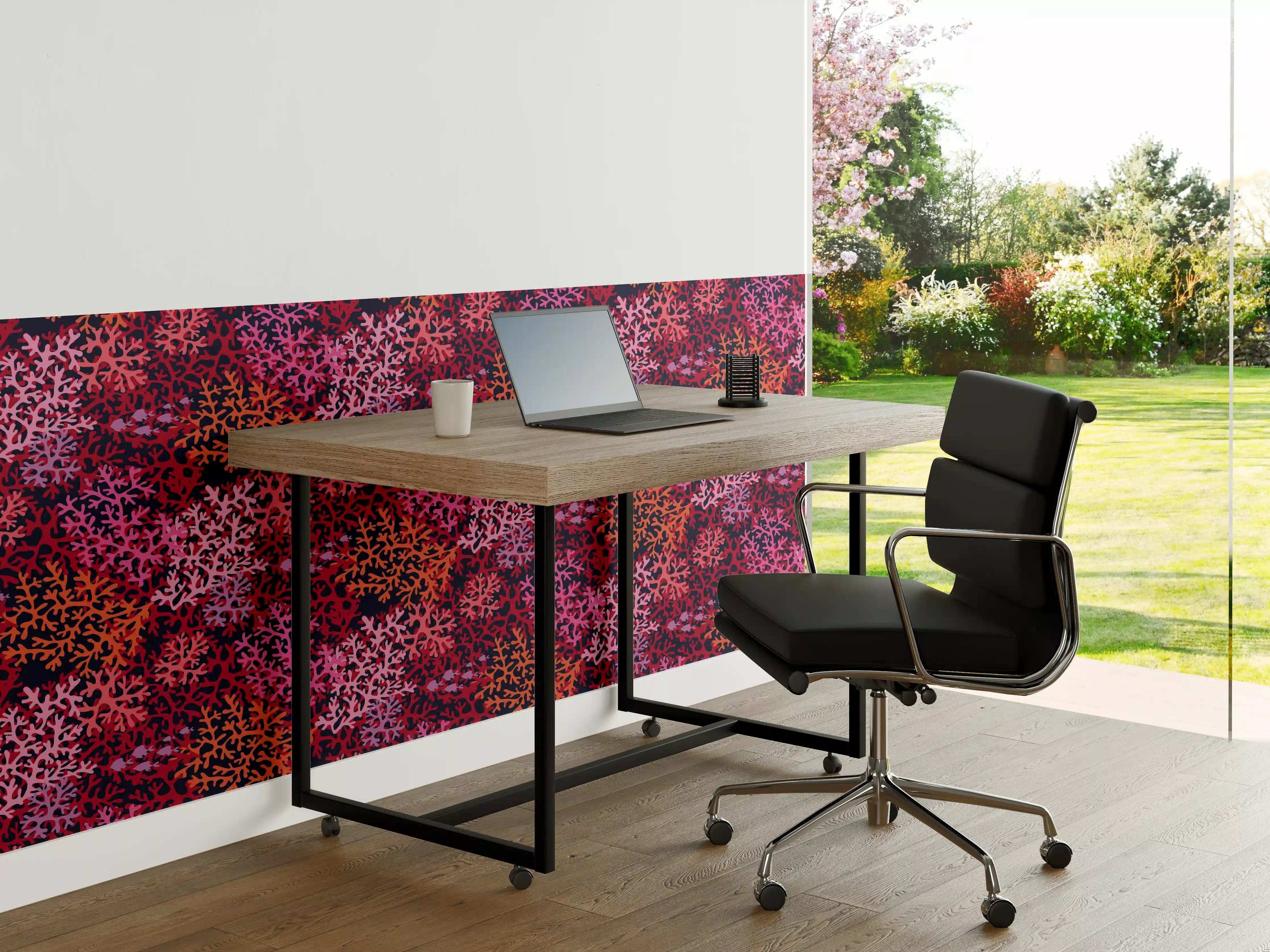 Büro Wandgestaltung - Neon-Korallen Pink Muster