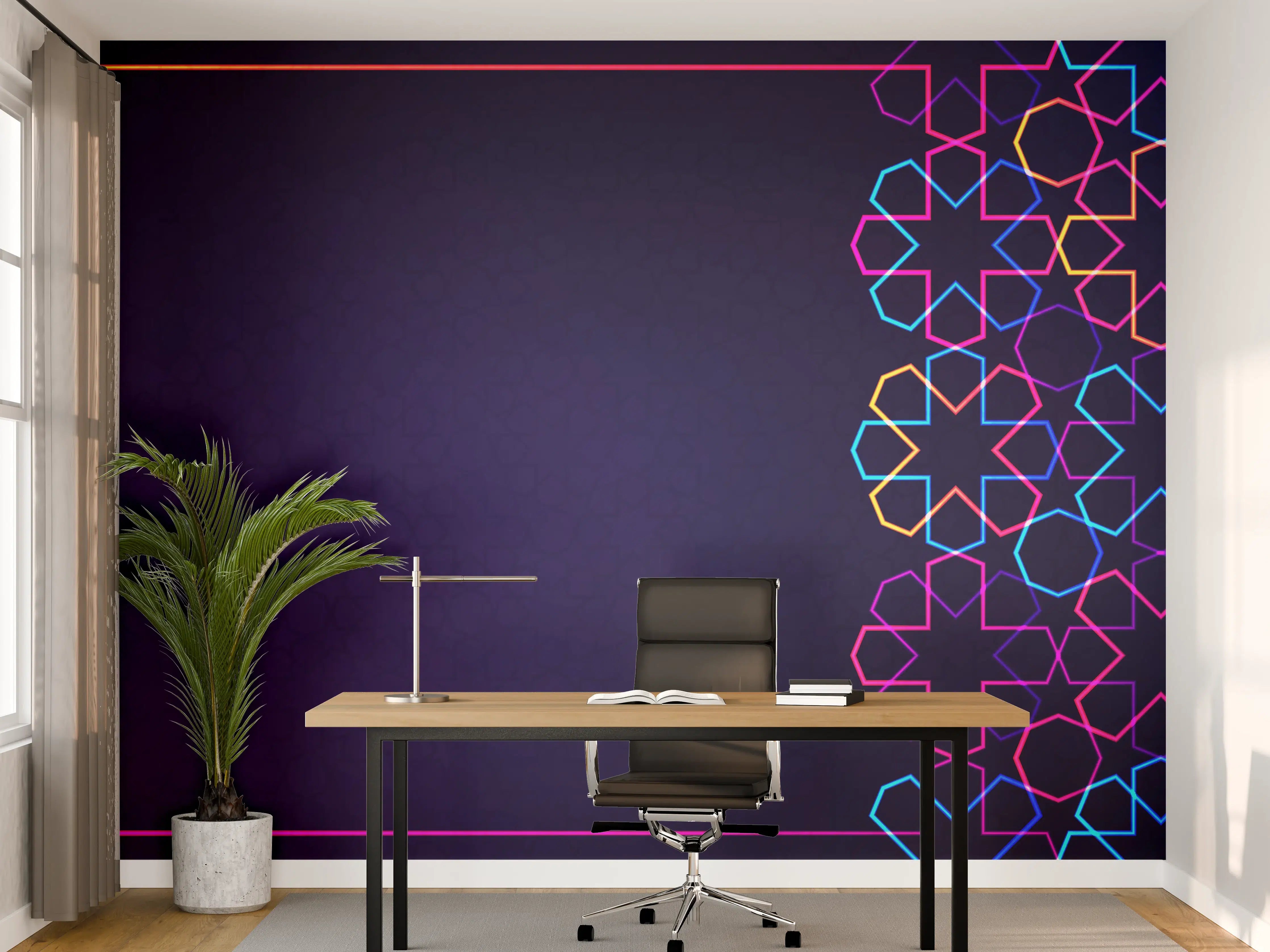 Büro Wandgestaltung - Neon Muster Eid Mubarak