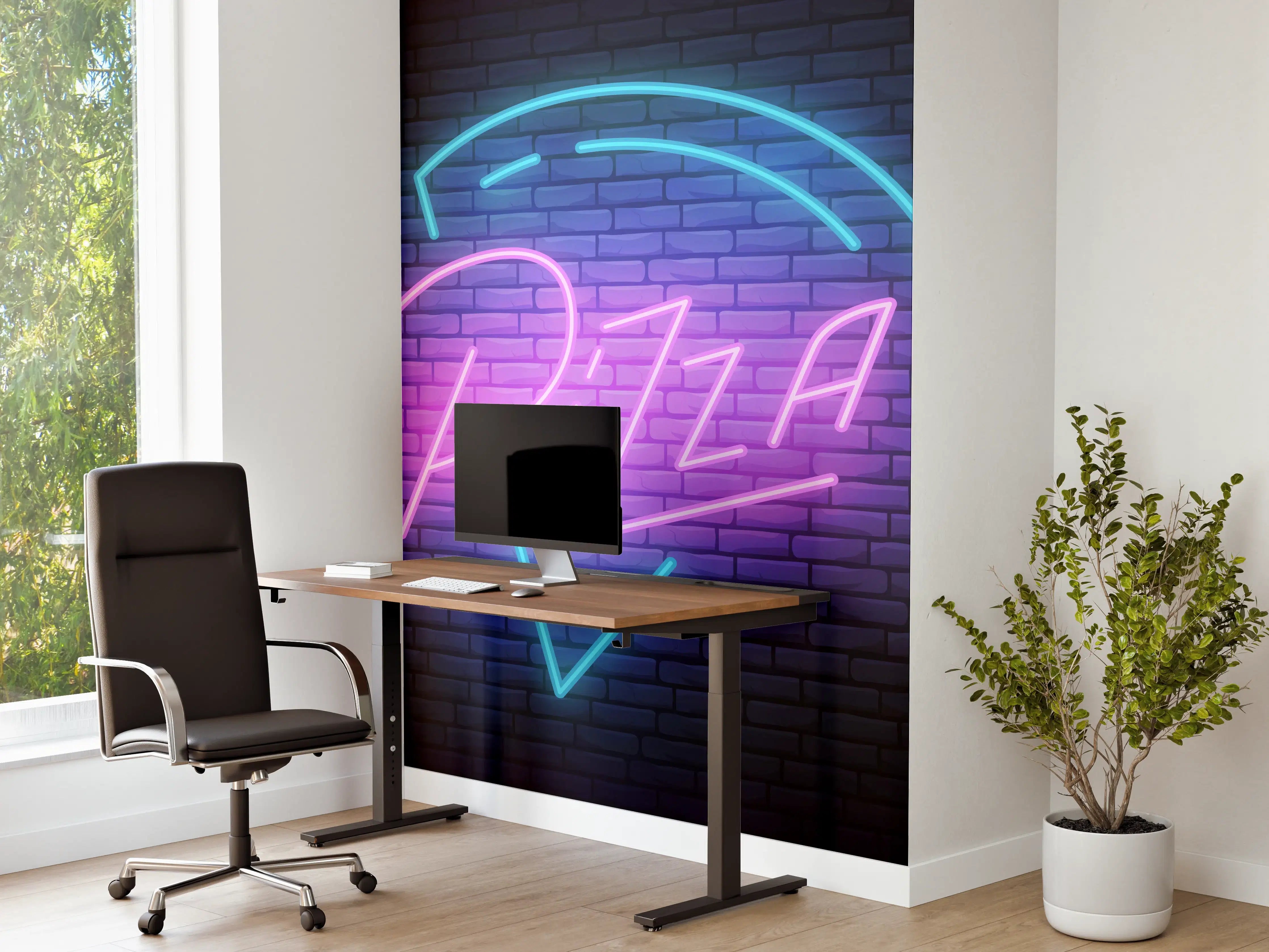 Büro Wandgestaltung - Neon Pizza Schild