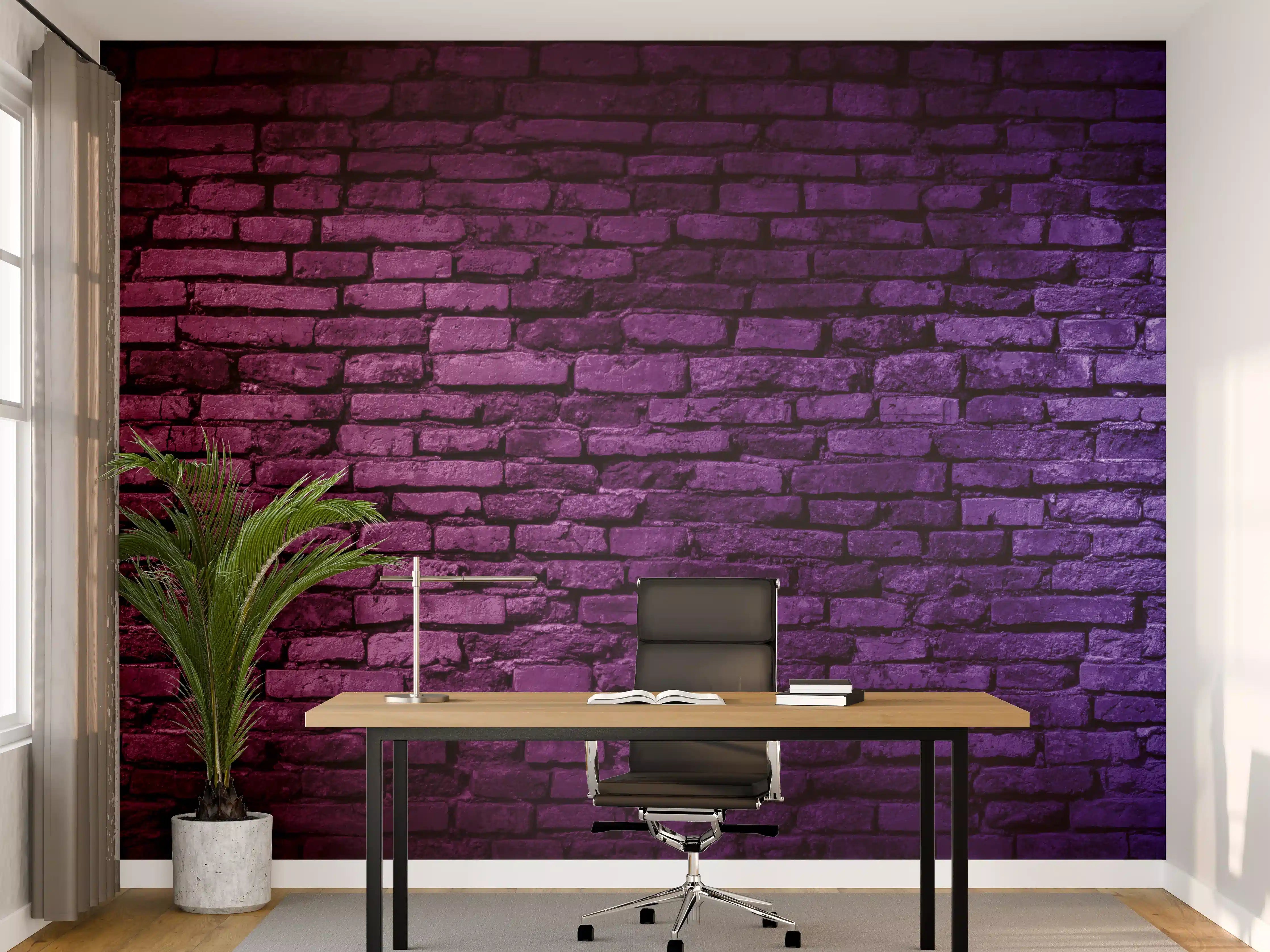Büro Wandgestaltung - Neonlicht auf Ziegelwand
