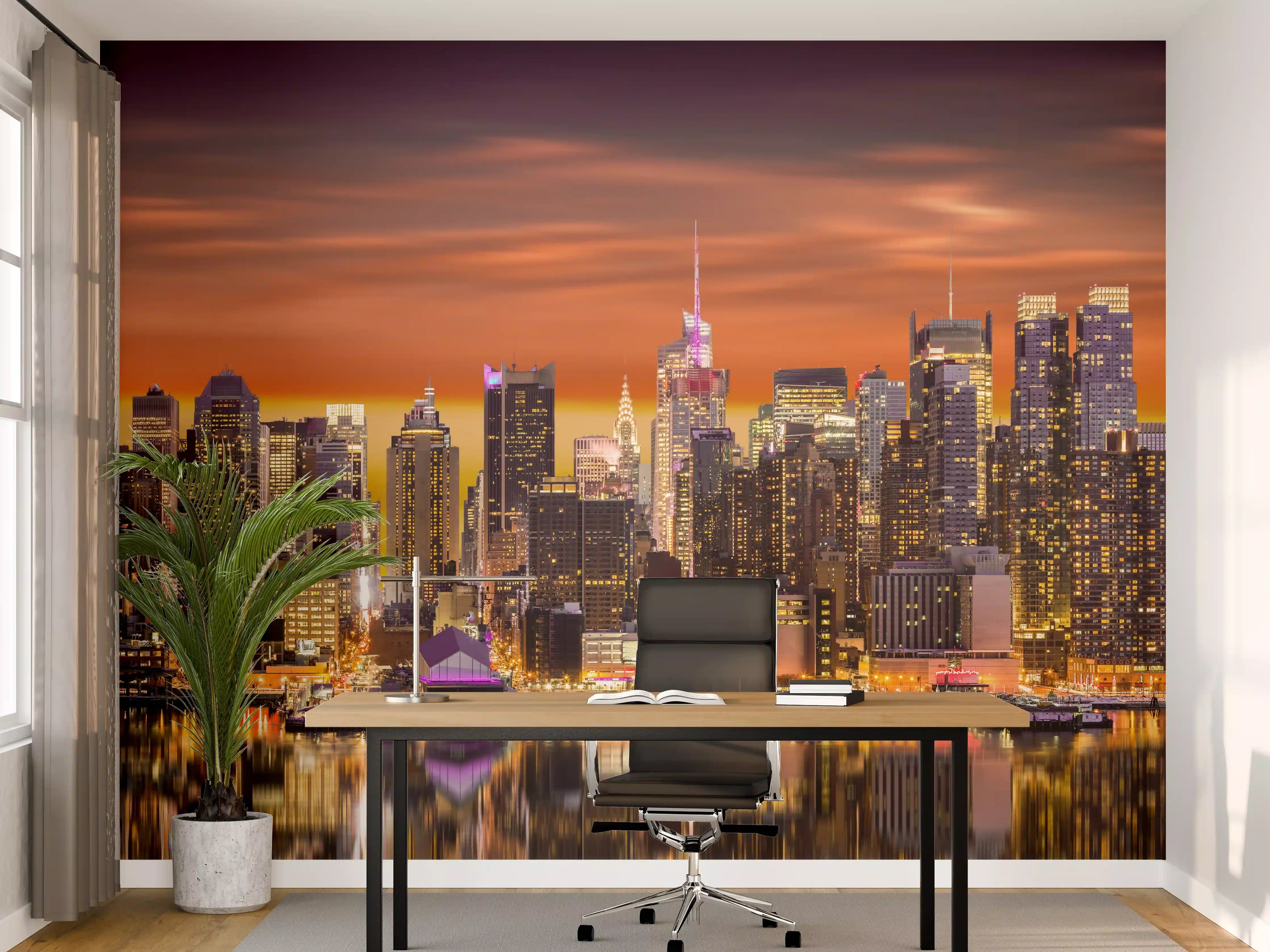 Büro Wandgestaltung - New York Skyline Sonnenuntergang