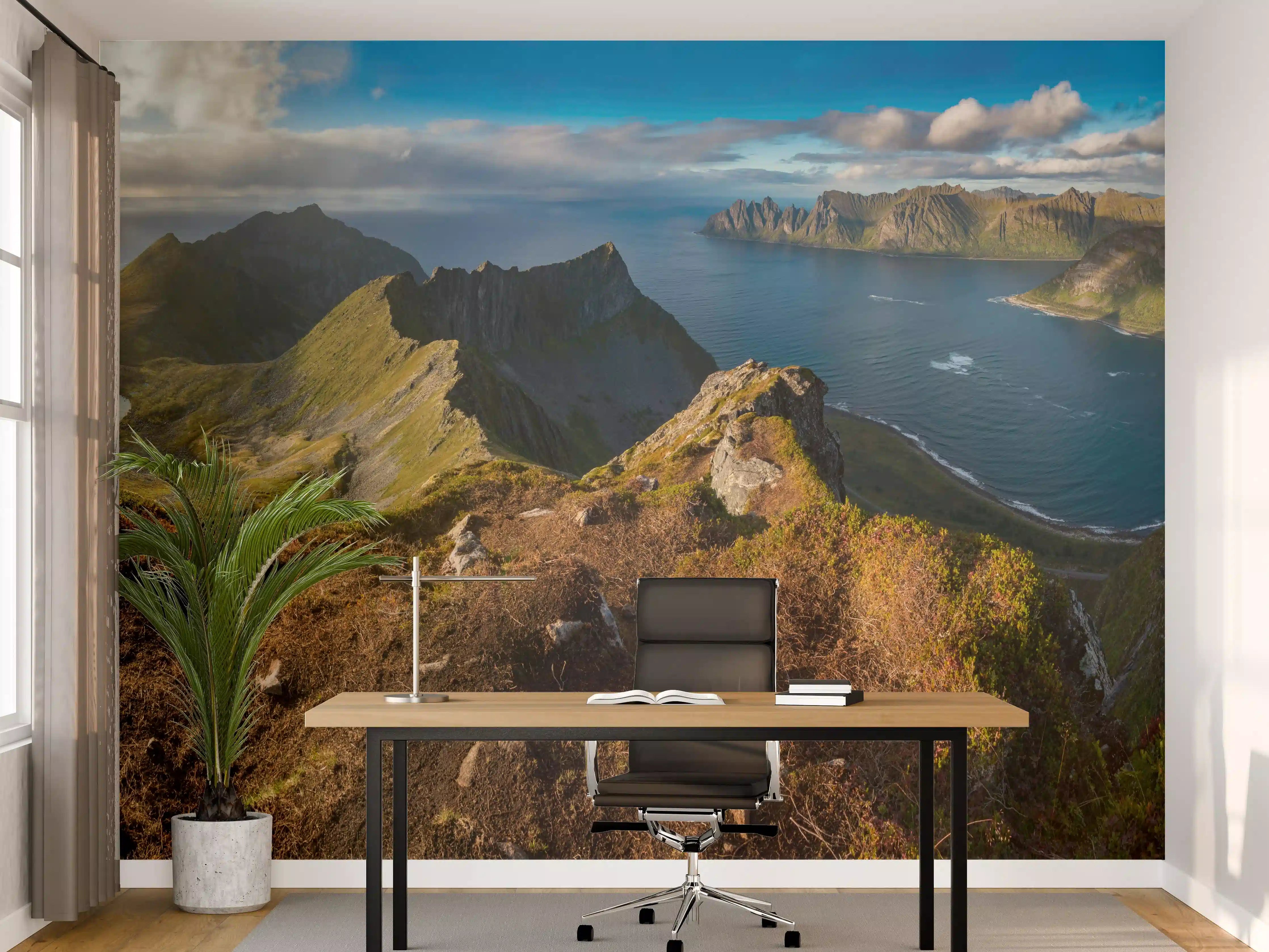 Büro Wandgestaltung - Nordisches Küstenpanorama Blau-Grün