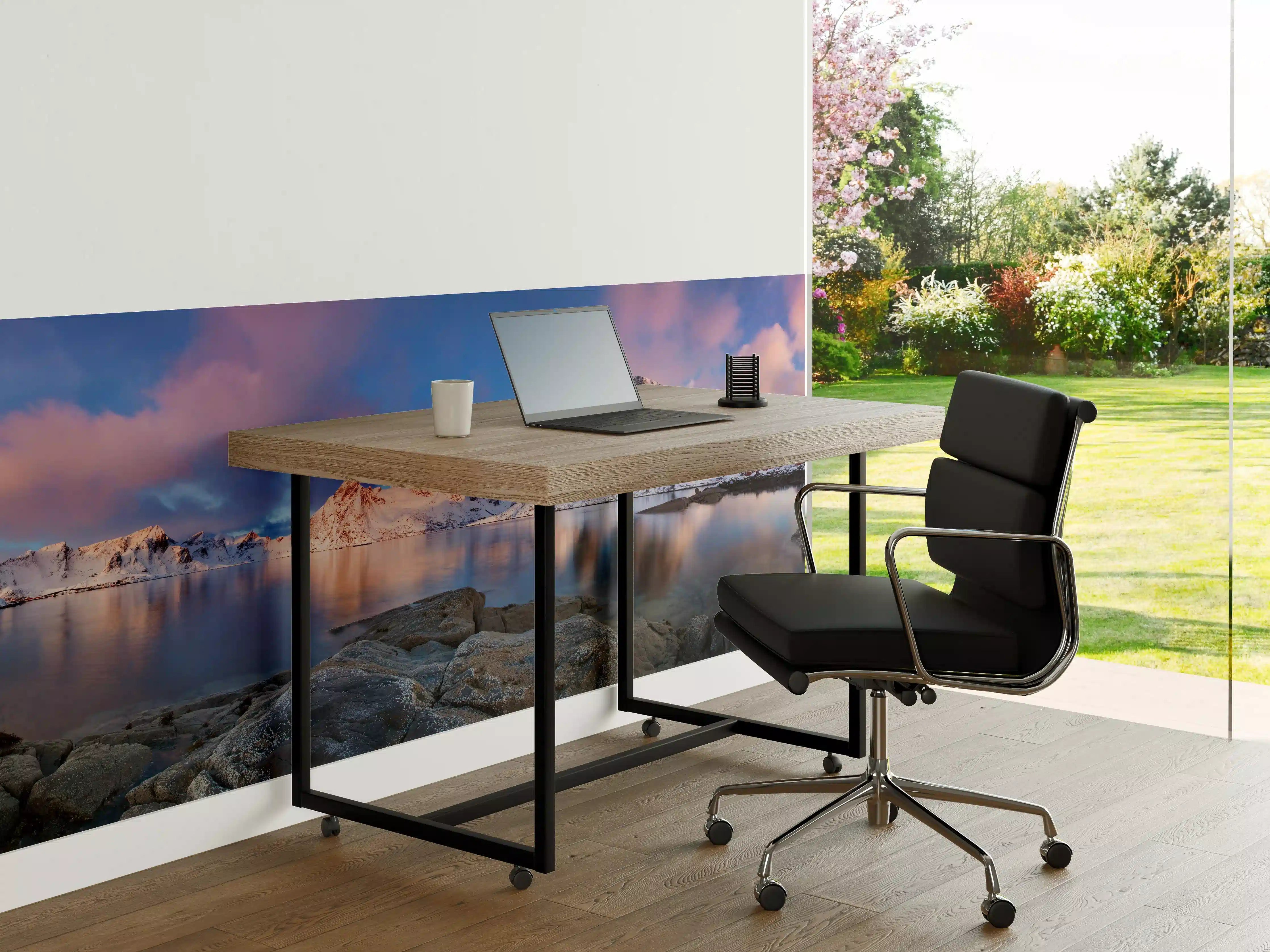 Büro Wandgestaltung - Norwegische Küste Blau-Rosa