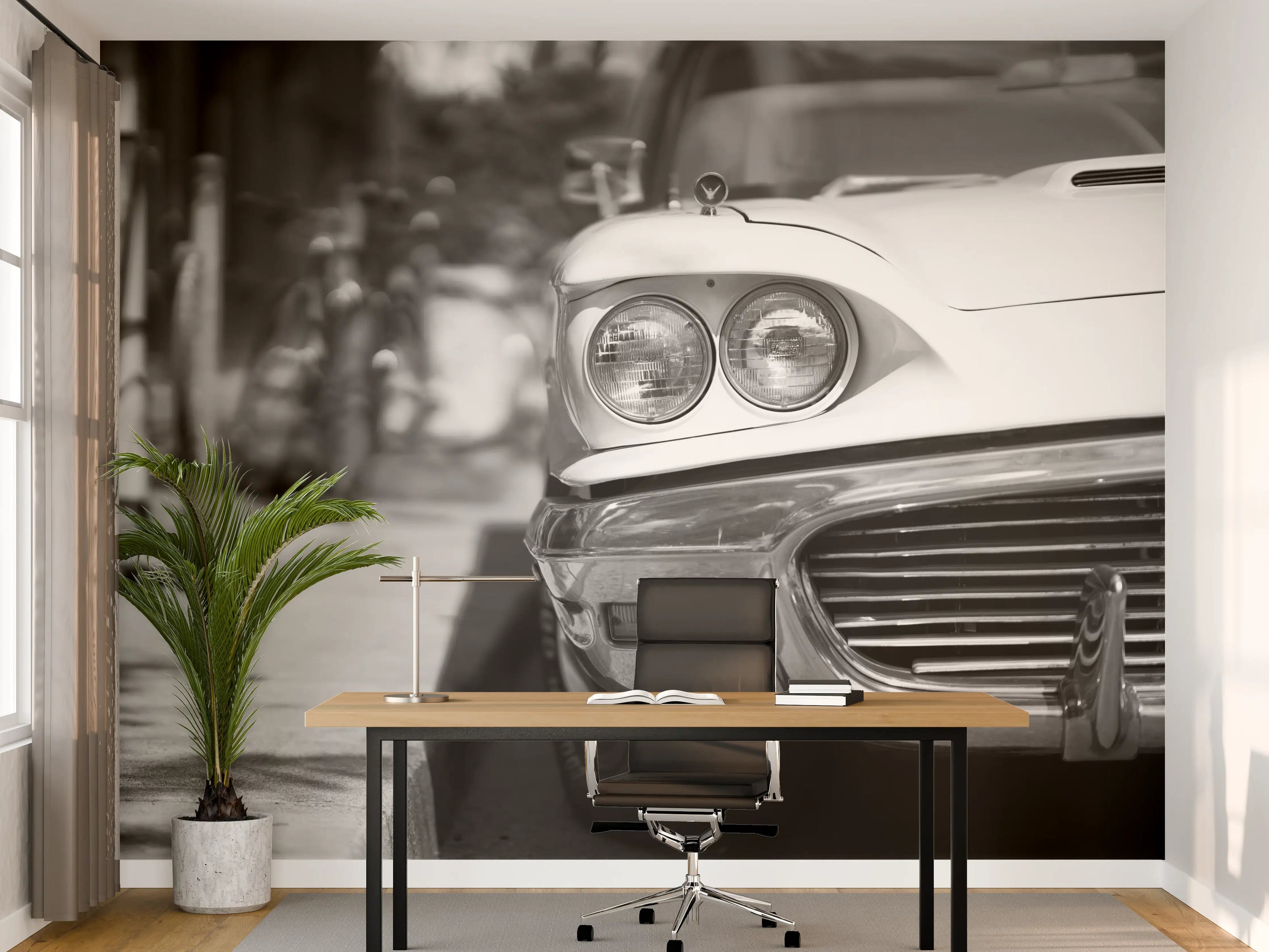 Büro Wandgestaltung - Oldtimer-Scheinwerfer