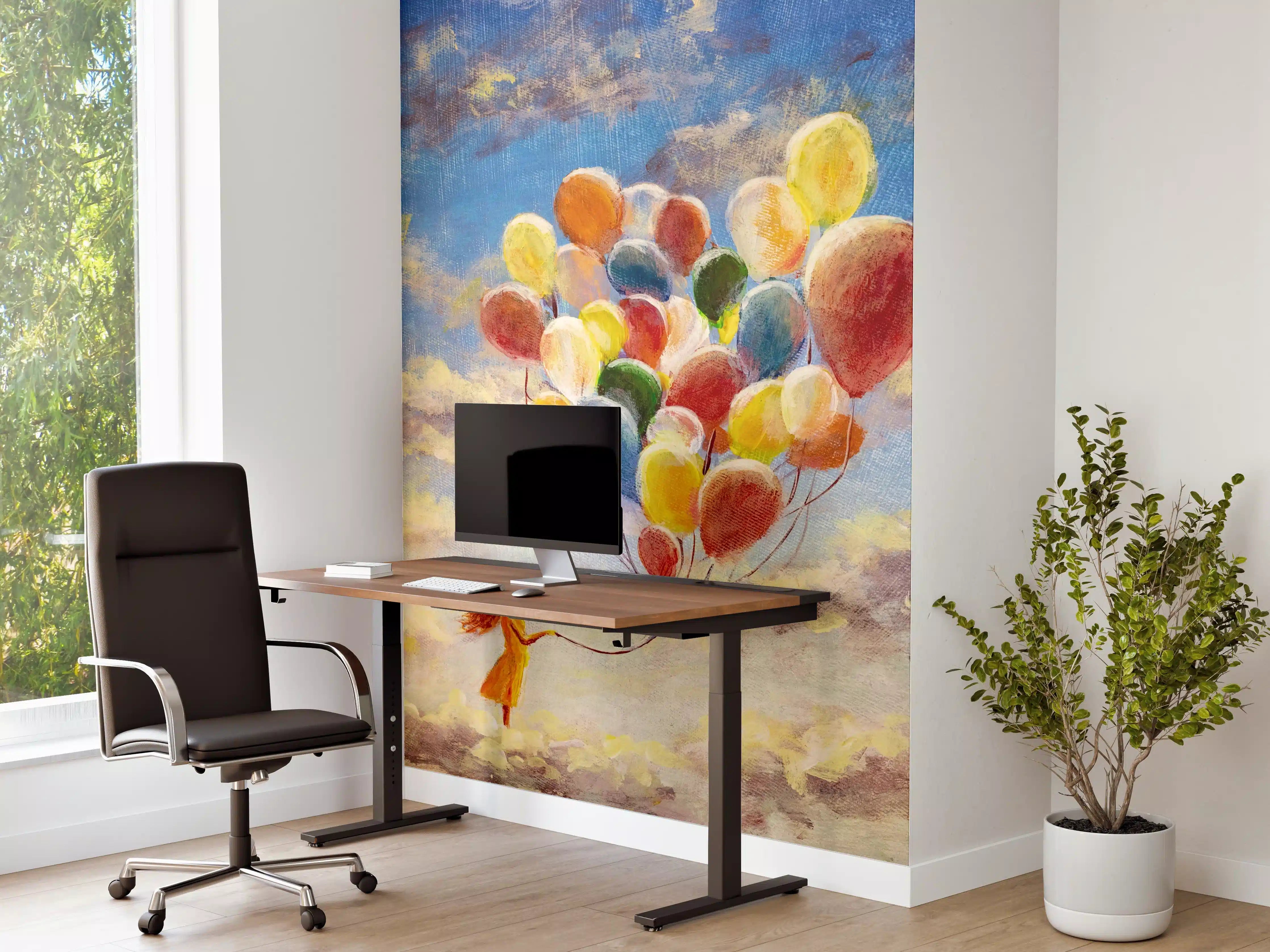 Büro Wandgestaltung - Ölgemälde einer jungen Frau mit Luftballons