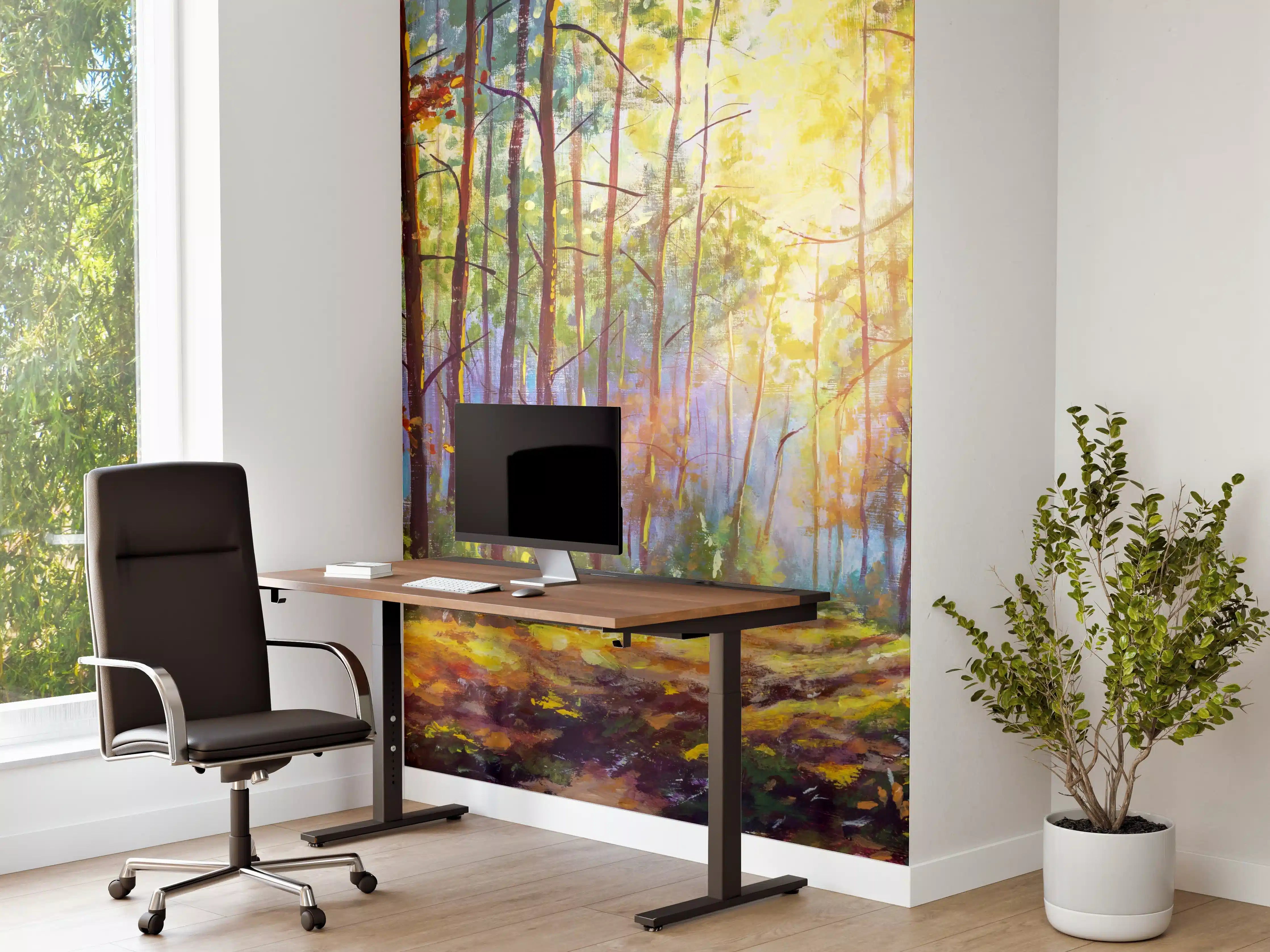 Büro Wandgestaltung - Ölgemälde lichterfüllter Wald im Herbst