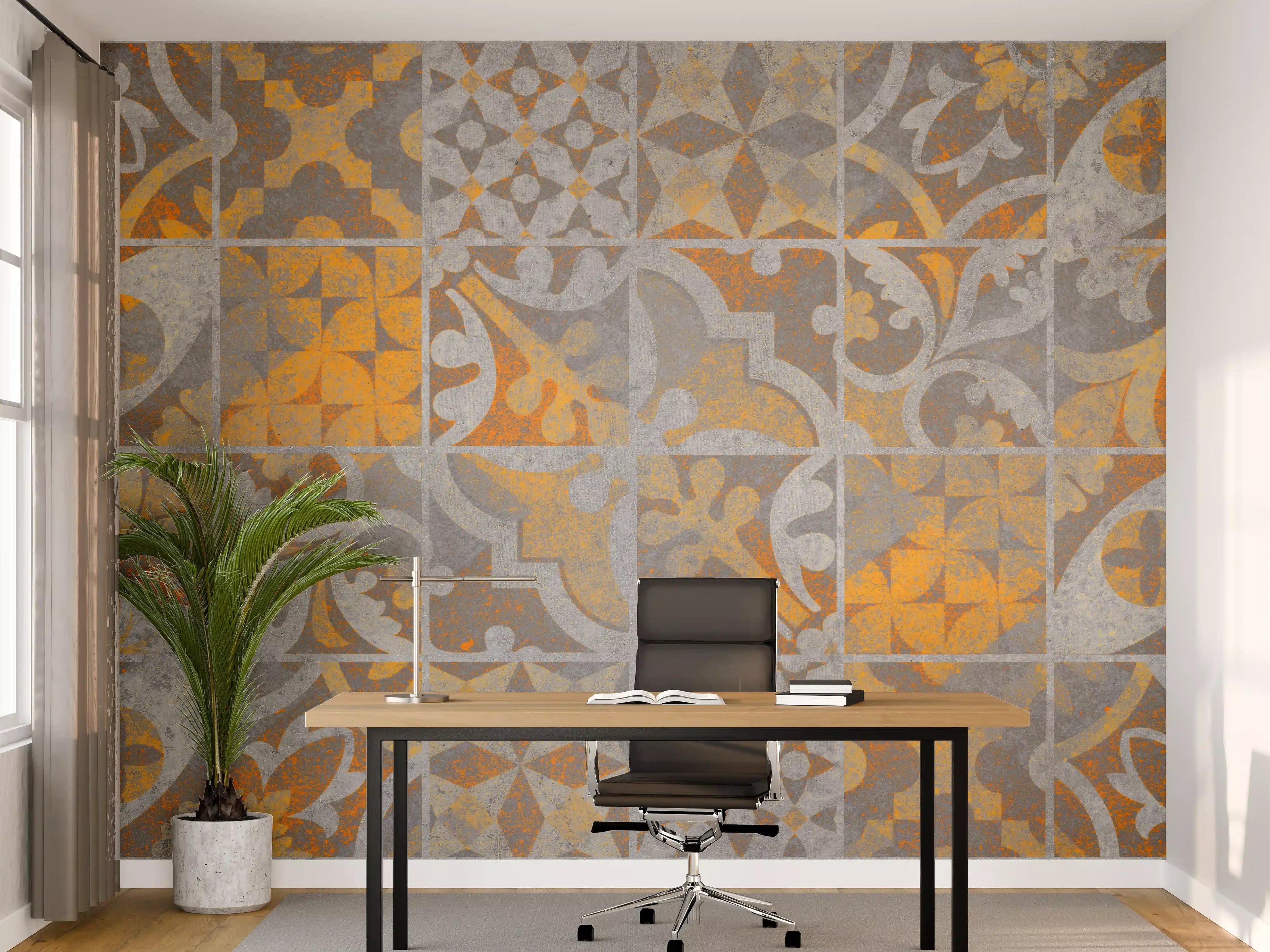 Büro Wandgestaltung - Orange Helles Licht Stein Beton