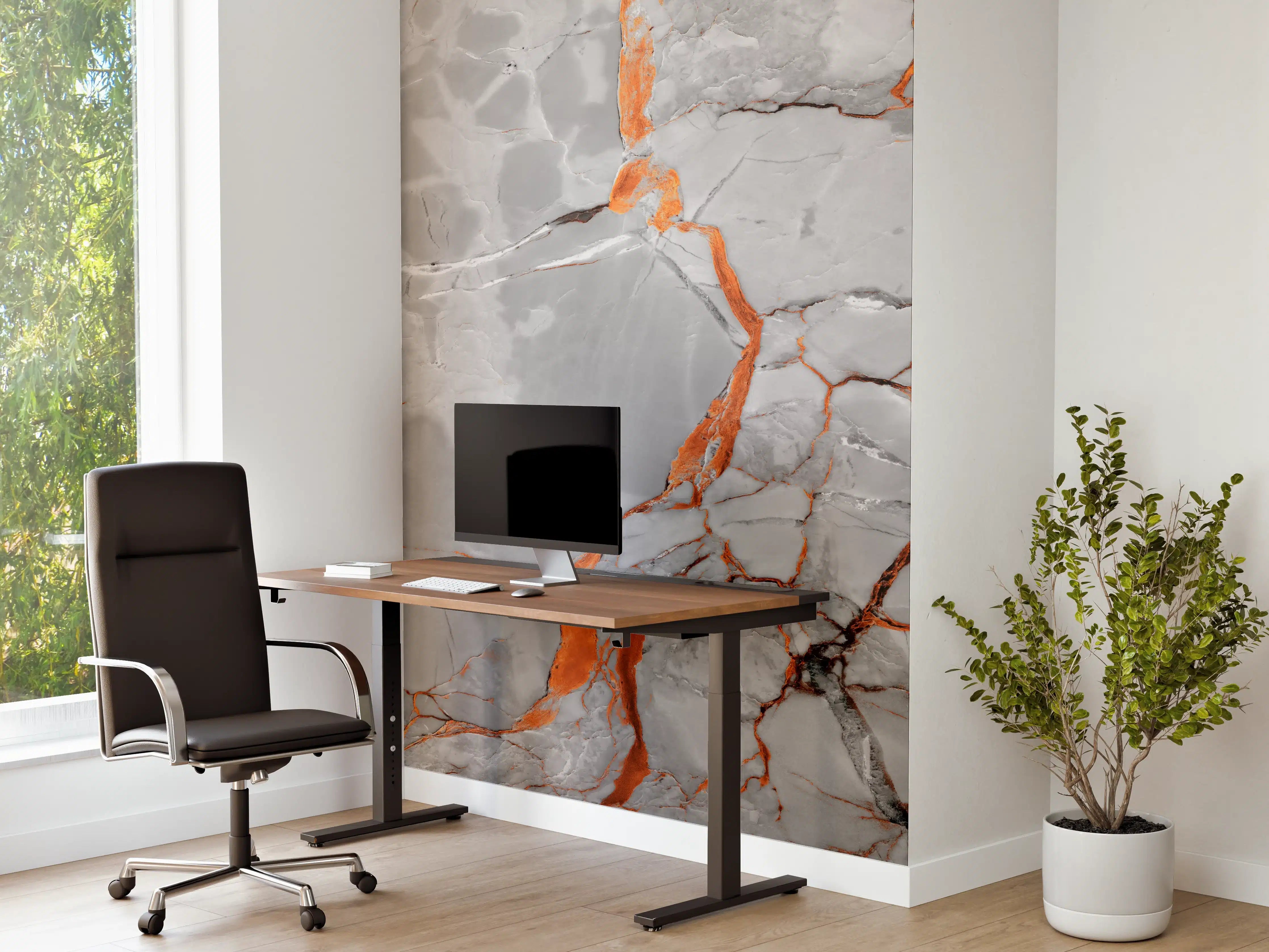 Büro Wandgestaltung - Orange-Weiß natürliche Marmortextur