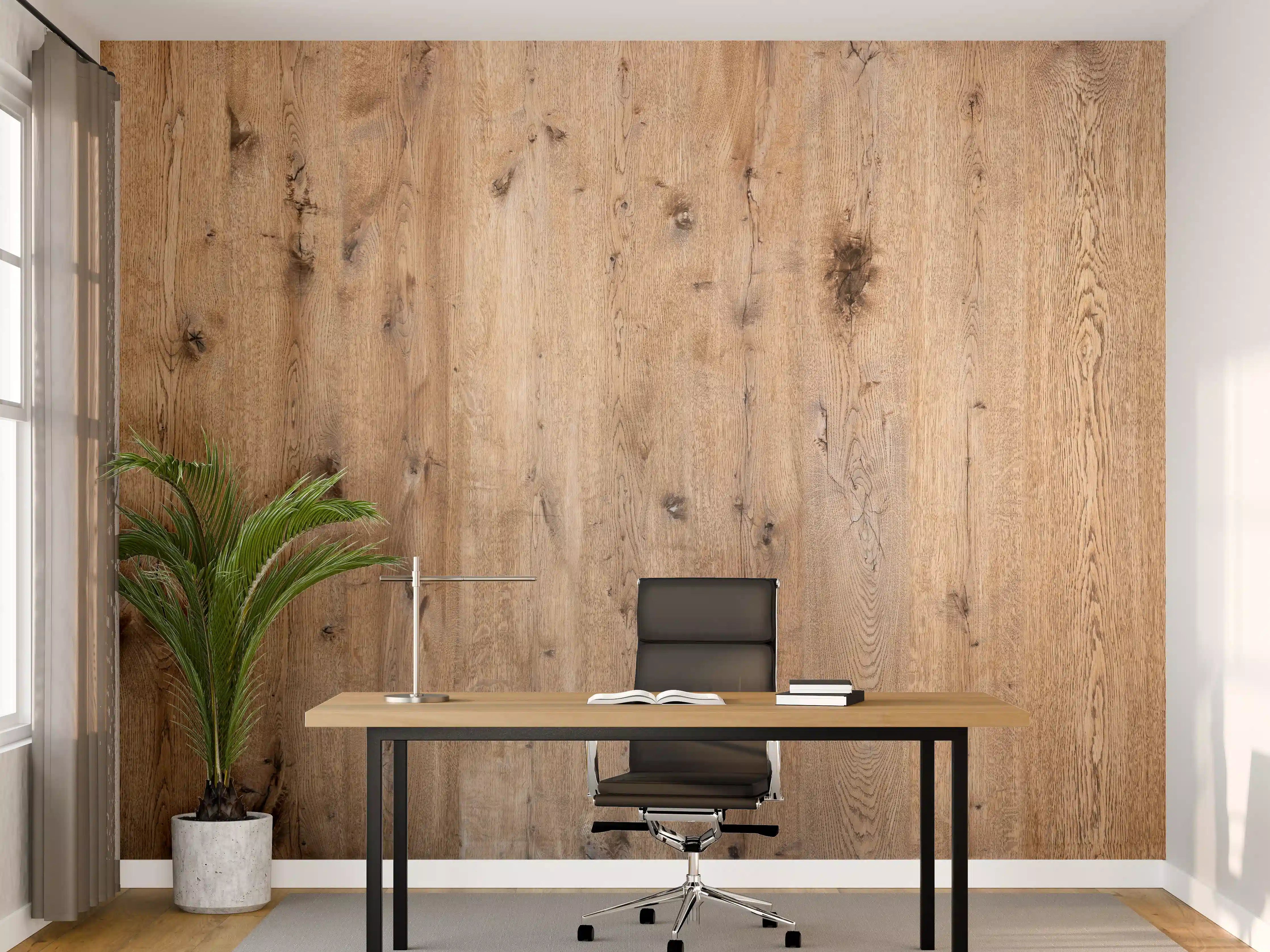 Büro Wandgestaltung - Organische Eichenholz-Struktur