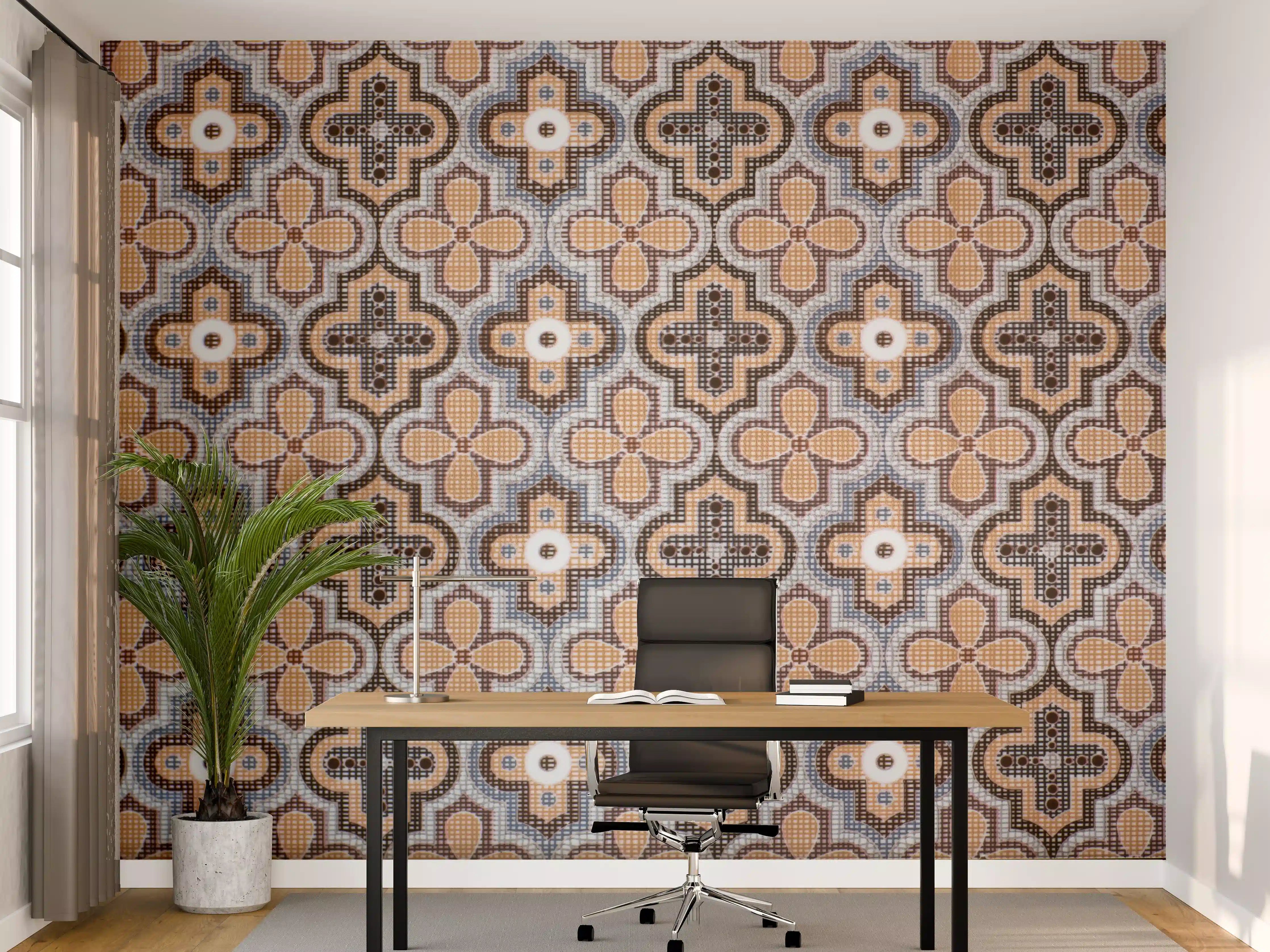 Büro Wandgestaltung - Ornamentale Beige-Muster-Fliesen