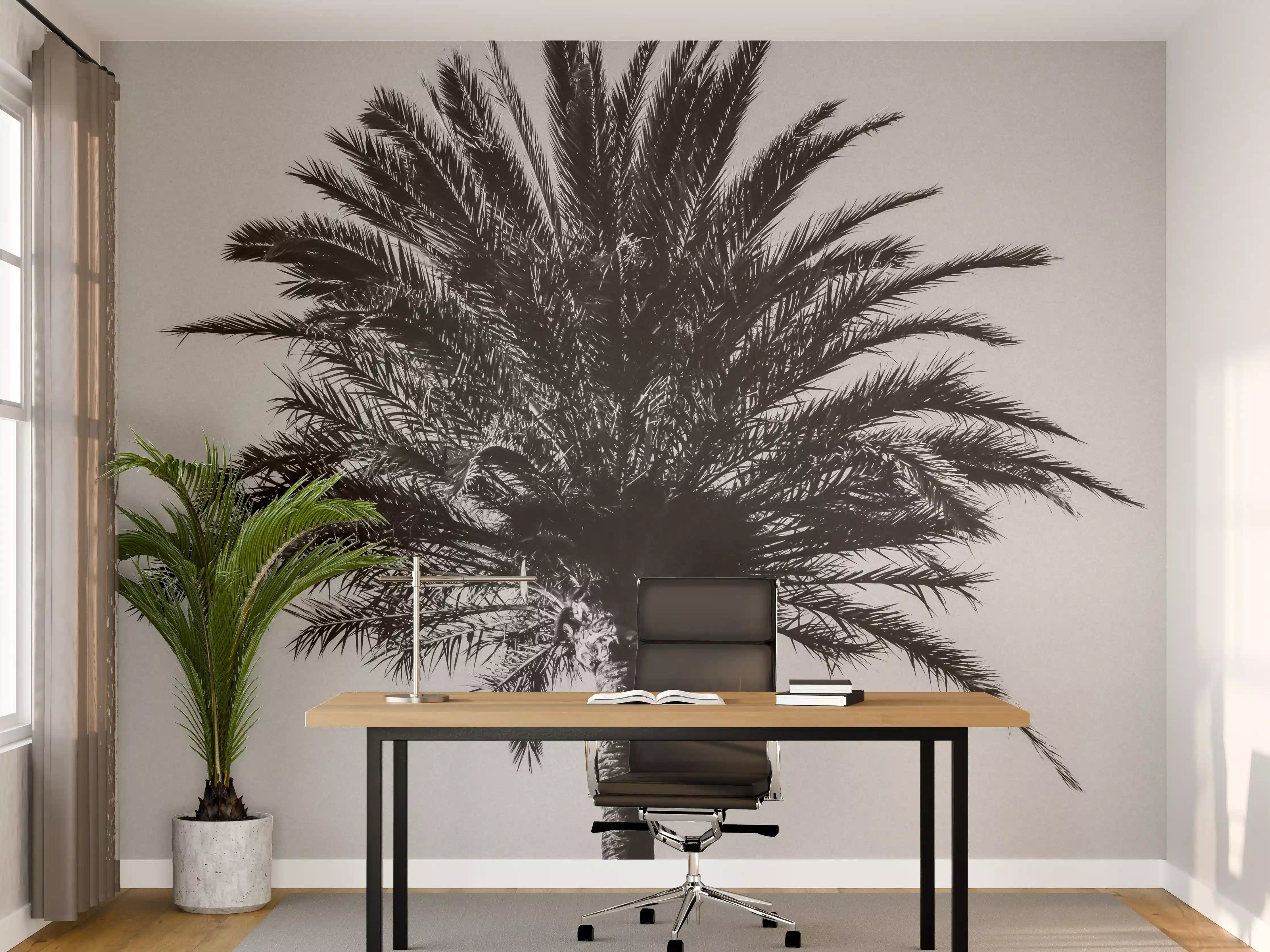 Büro Wandgestaltung - Palme - Schwarz-weiß