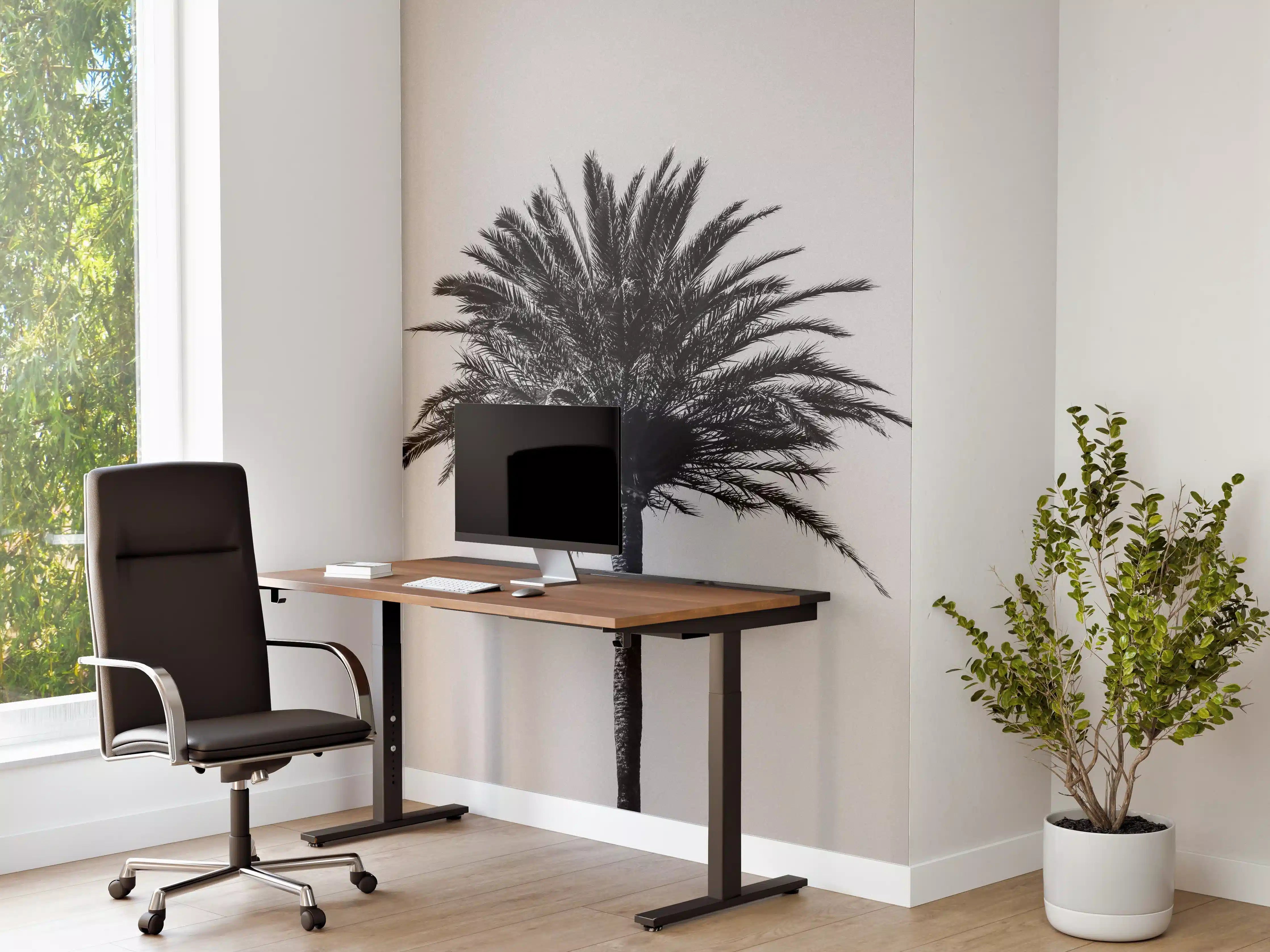 Büro Wandgestaltung - Palme - Schwarz-weiß