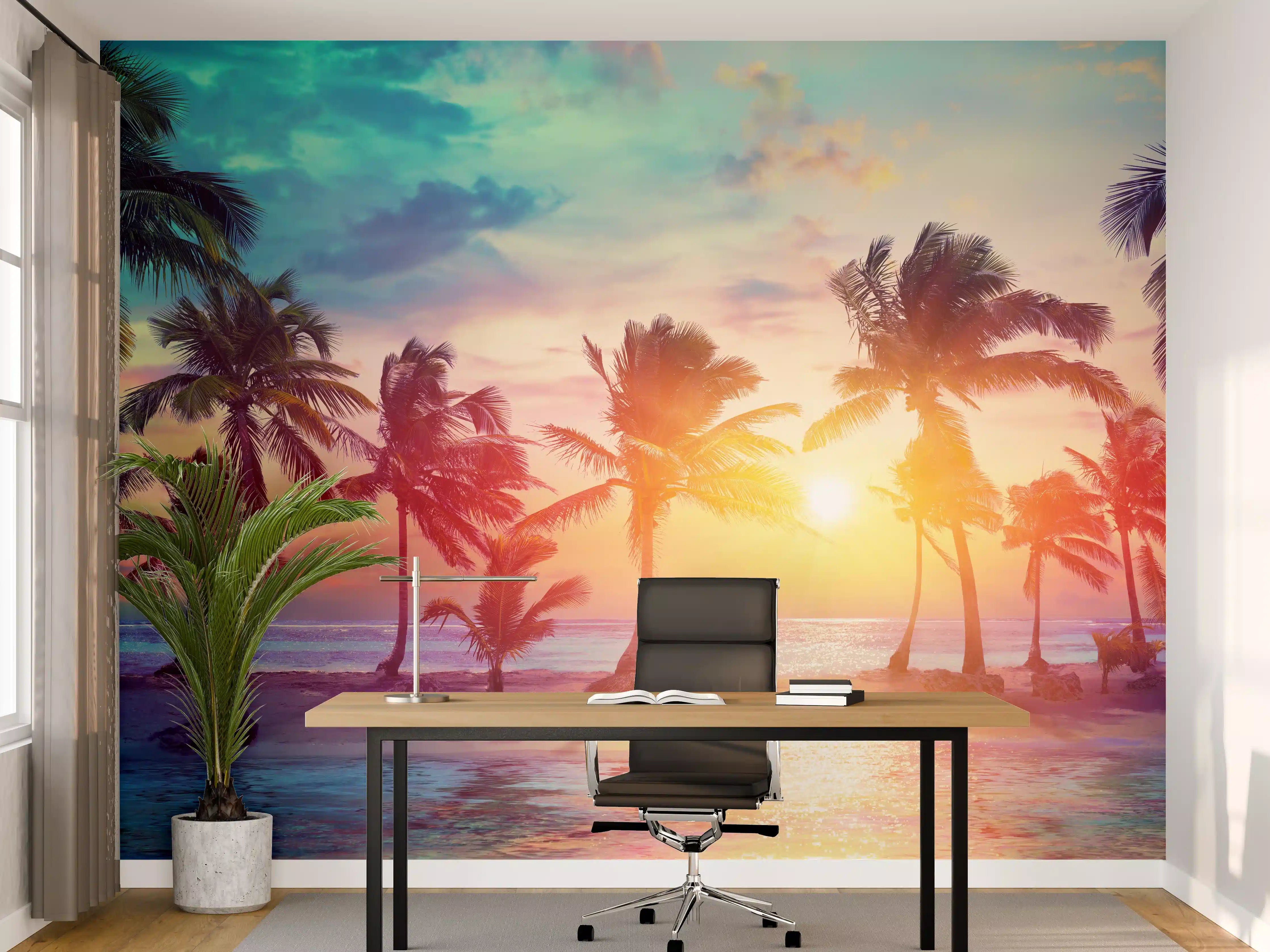 Büro Wandgestaltung - Palmen Silhouetten - Karibik