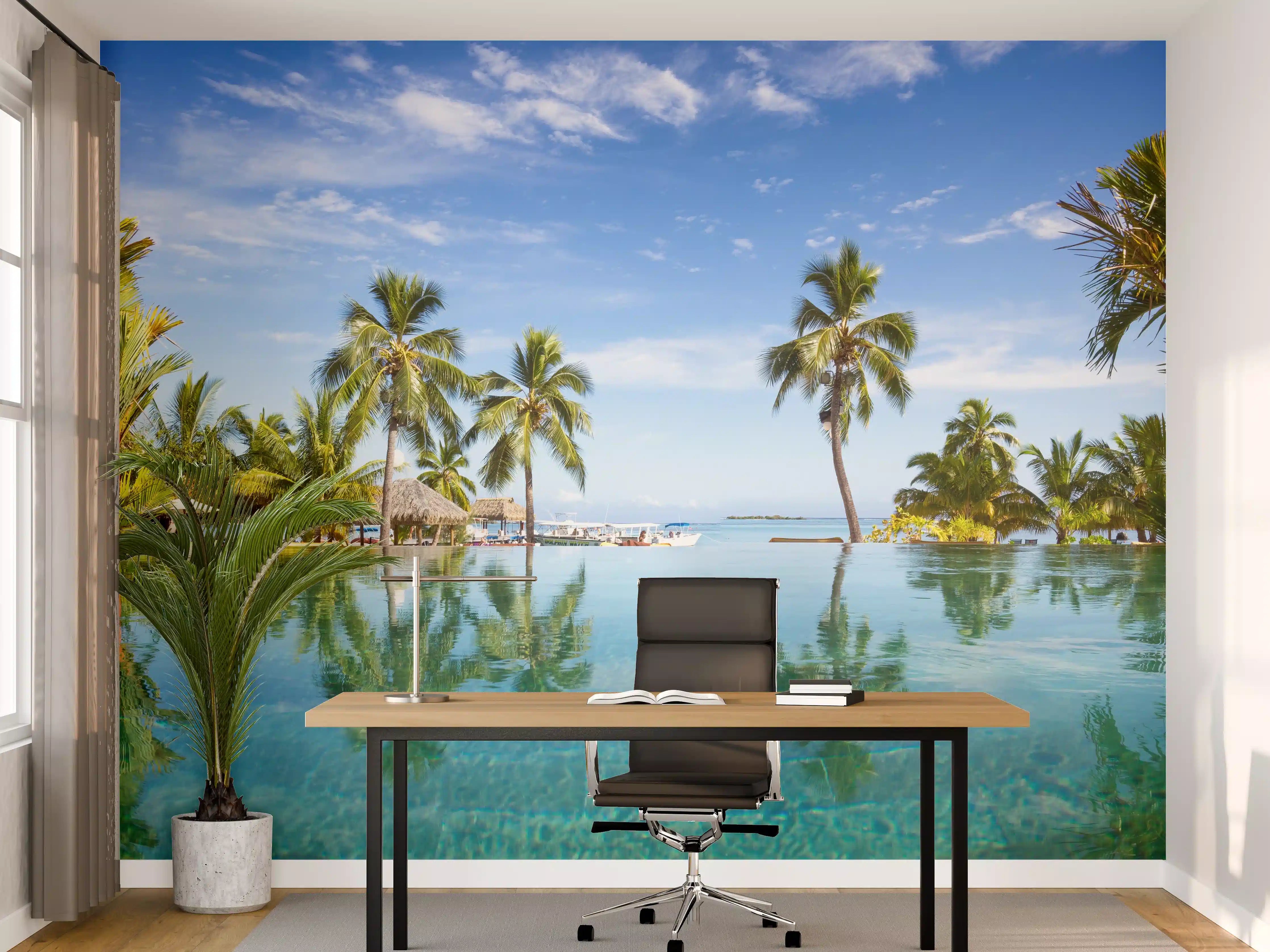 Büro Wandgestaltung - Panorama-Pool in der Karibik