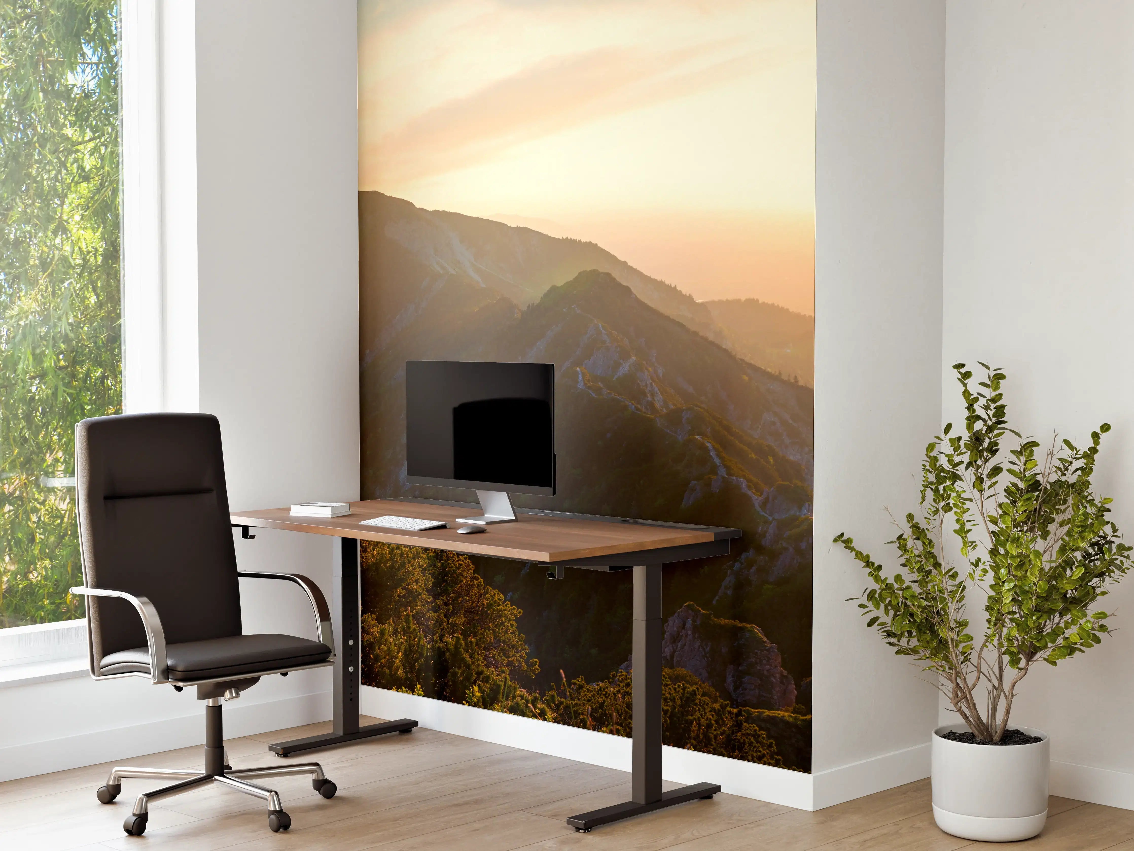 Büro Wandgestaltung - Panorama der bayrischen Alpen bei Abendsonne