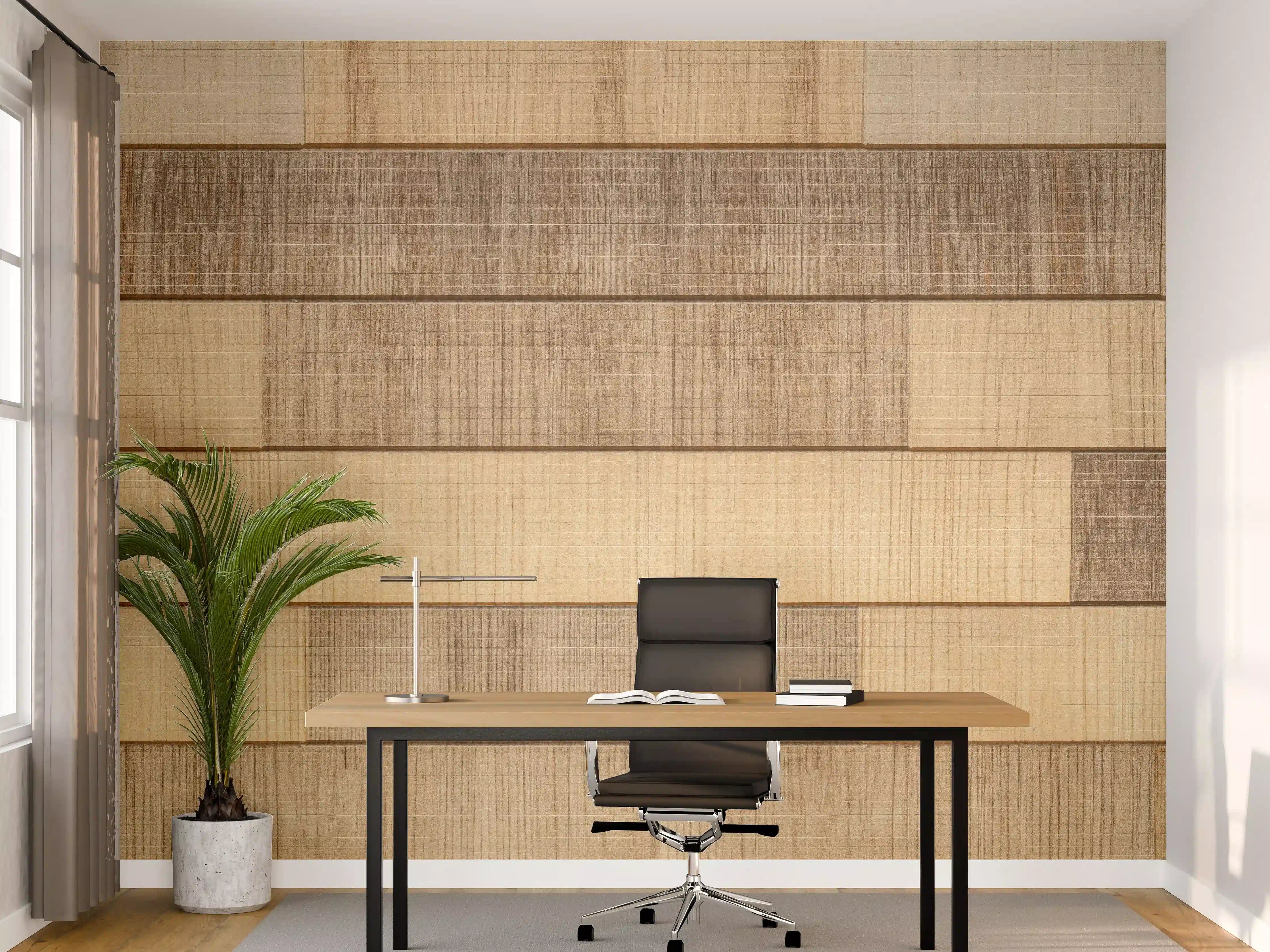 Büro Wandgestaltung - Panorama der braunen Holzplanken