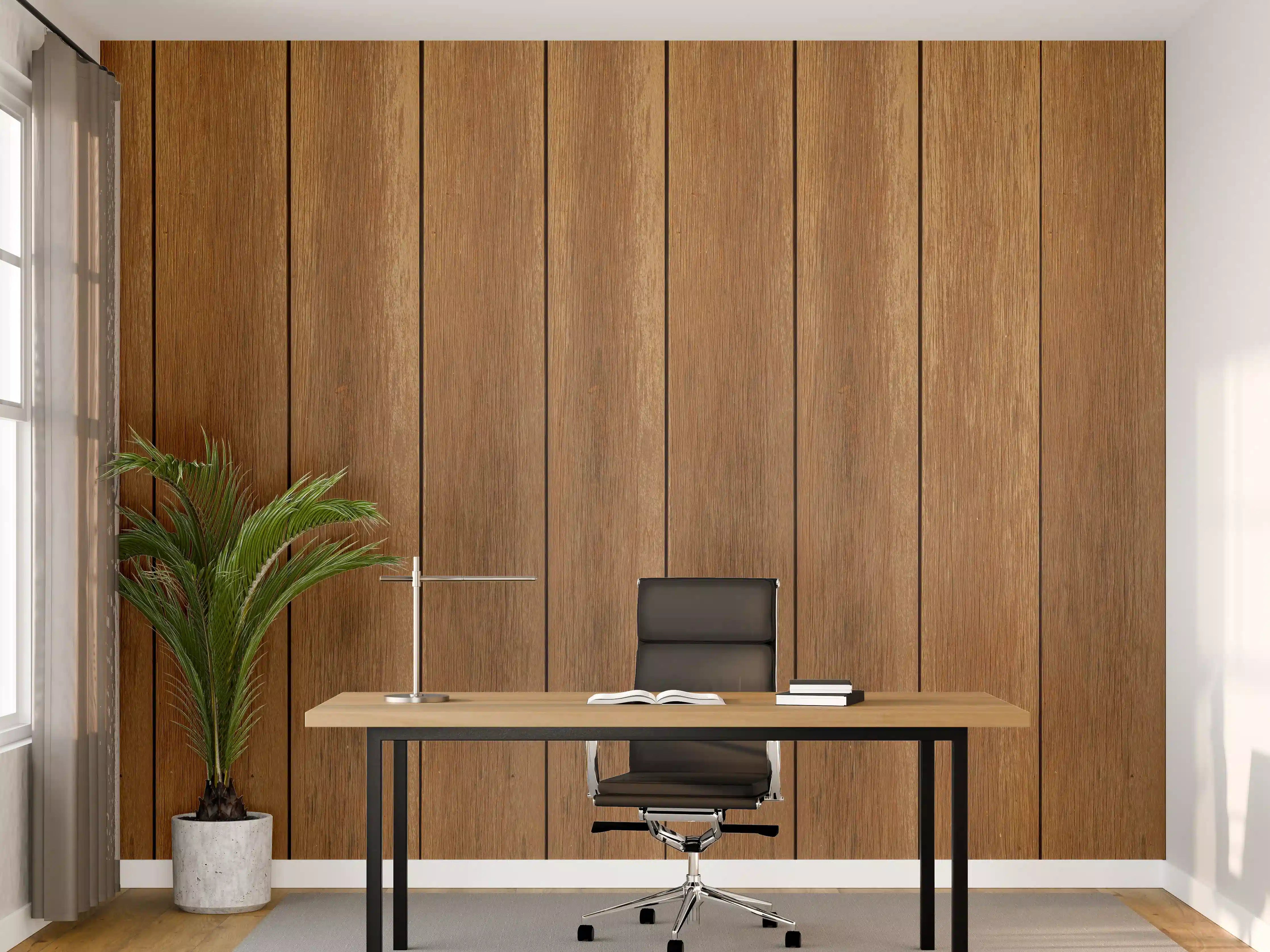 Büro Wandgestaltung - Panorama der braunen Vintage Holzwand