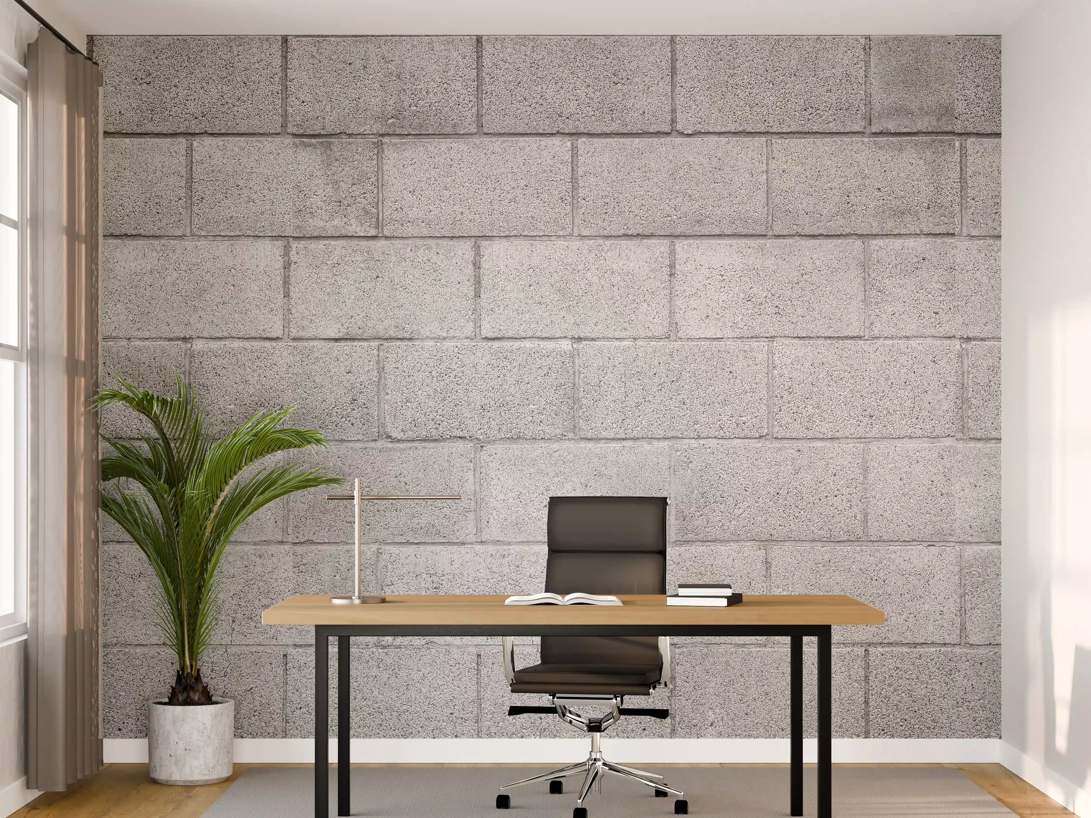 Büro Wandgestaltung - Panorama der grauen Zementblockwand