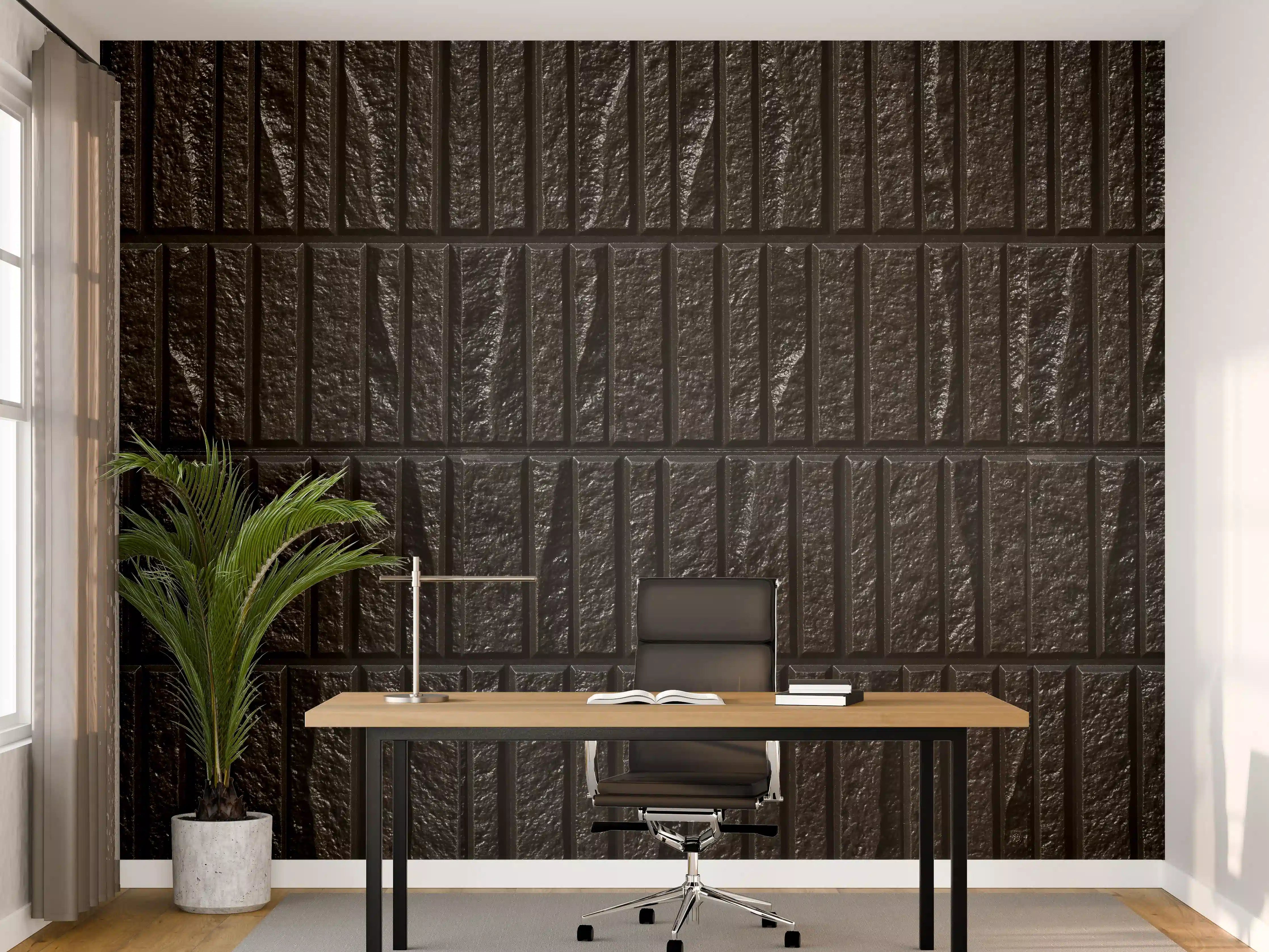 Büro Wandgestaltung - Panorama der modernen schwarzen Steinfliese