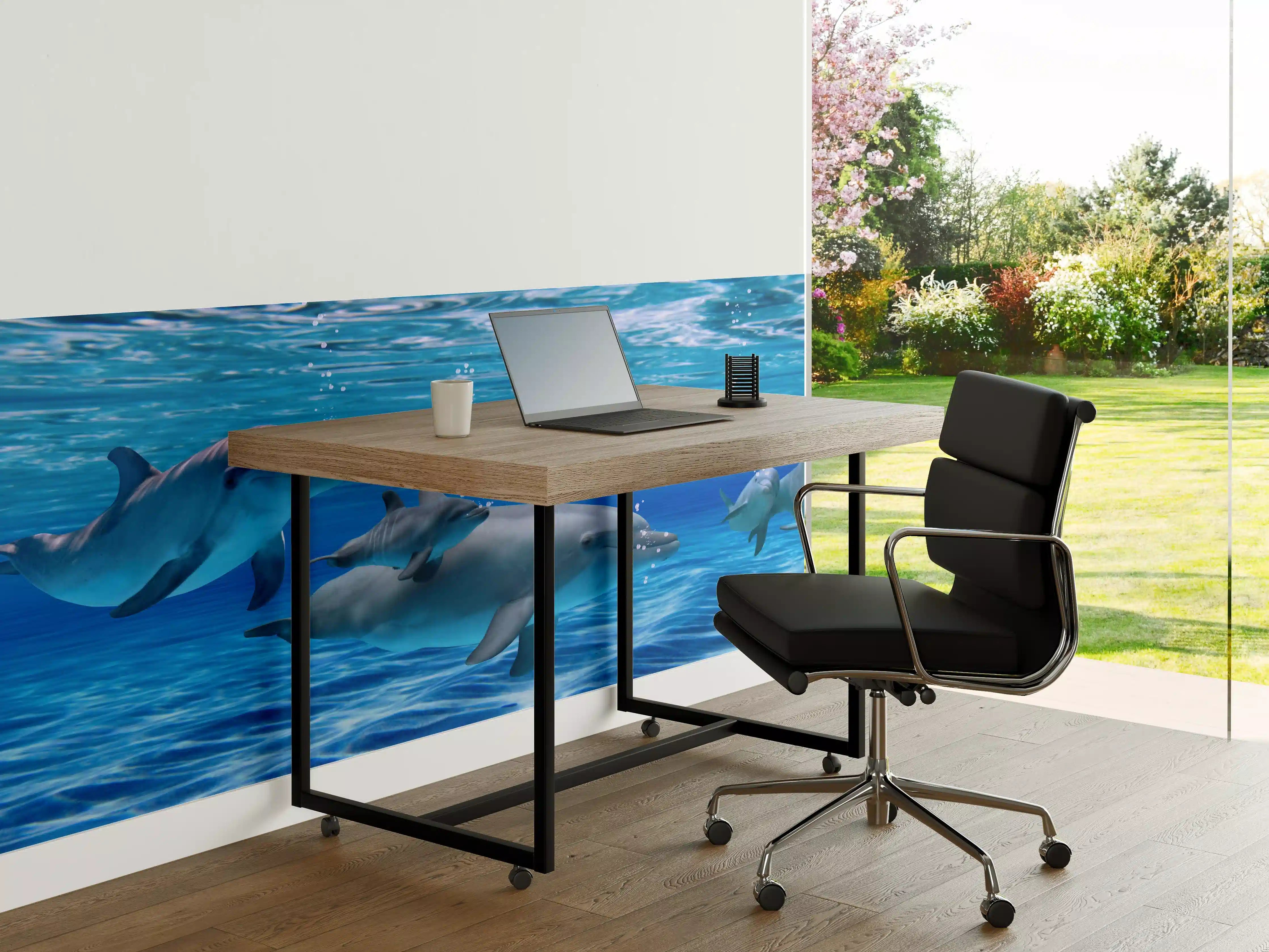 Büro Wandgestaltung - Panorama der schwimmenden Delphine