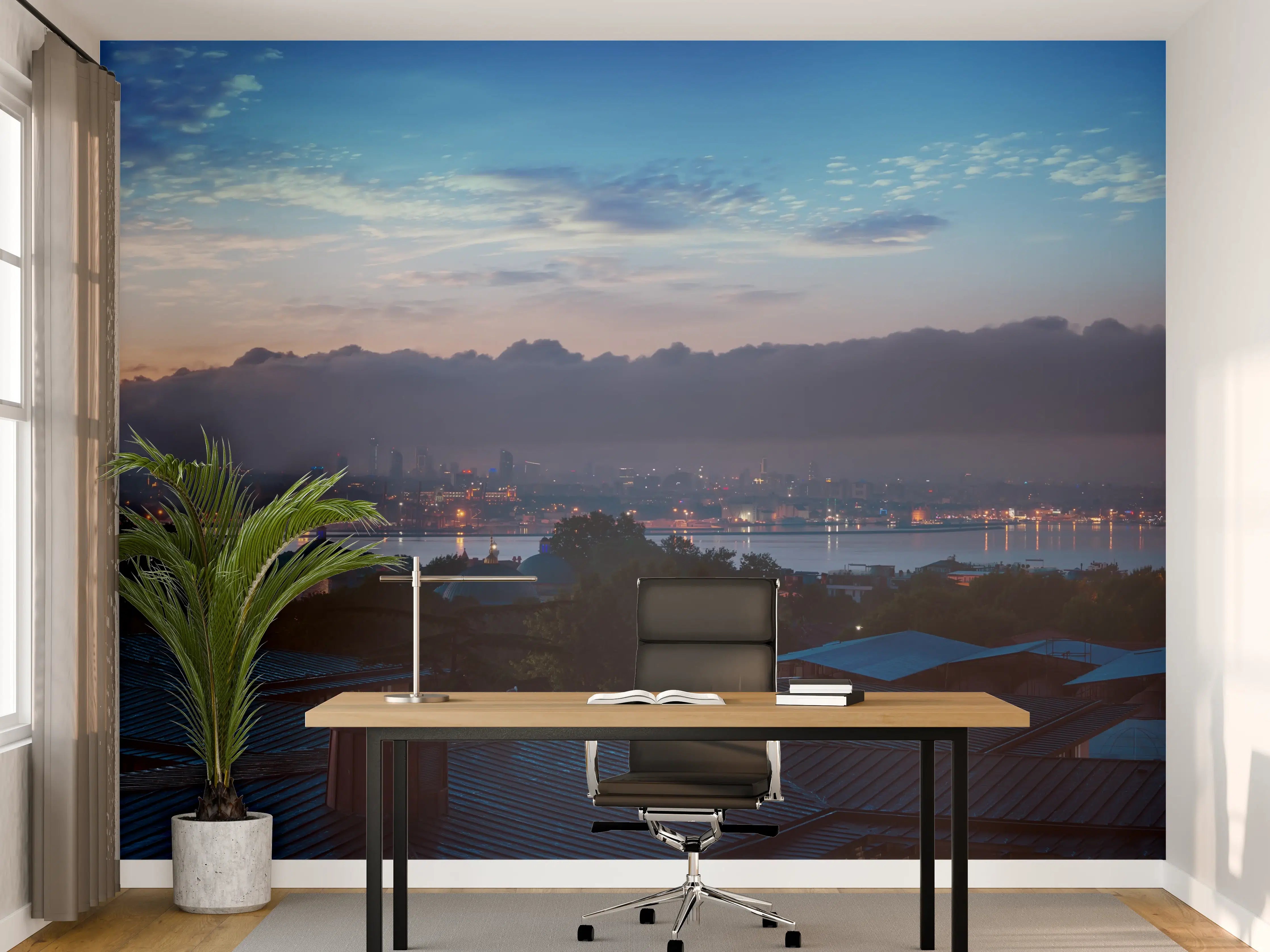 Büro Wandgestaltung - Panorama von Istanbul im Nacht