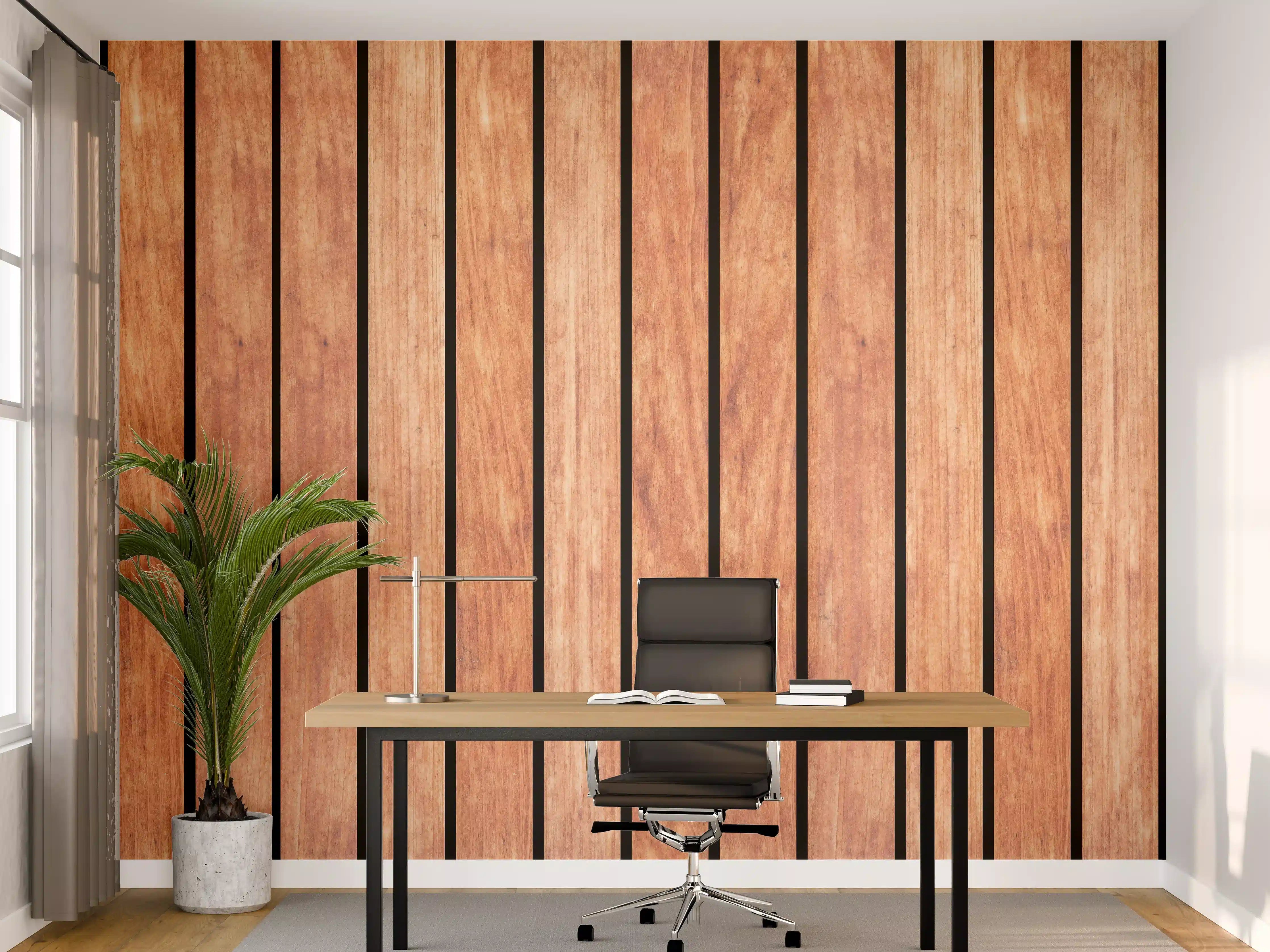 Büro Wandgestaltung - Panorama von hellen Holzplanken