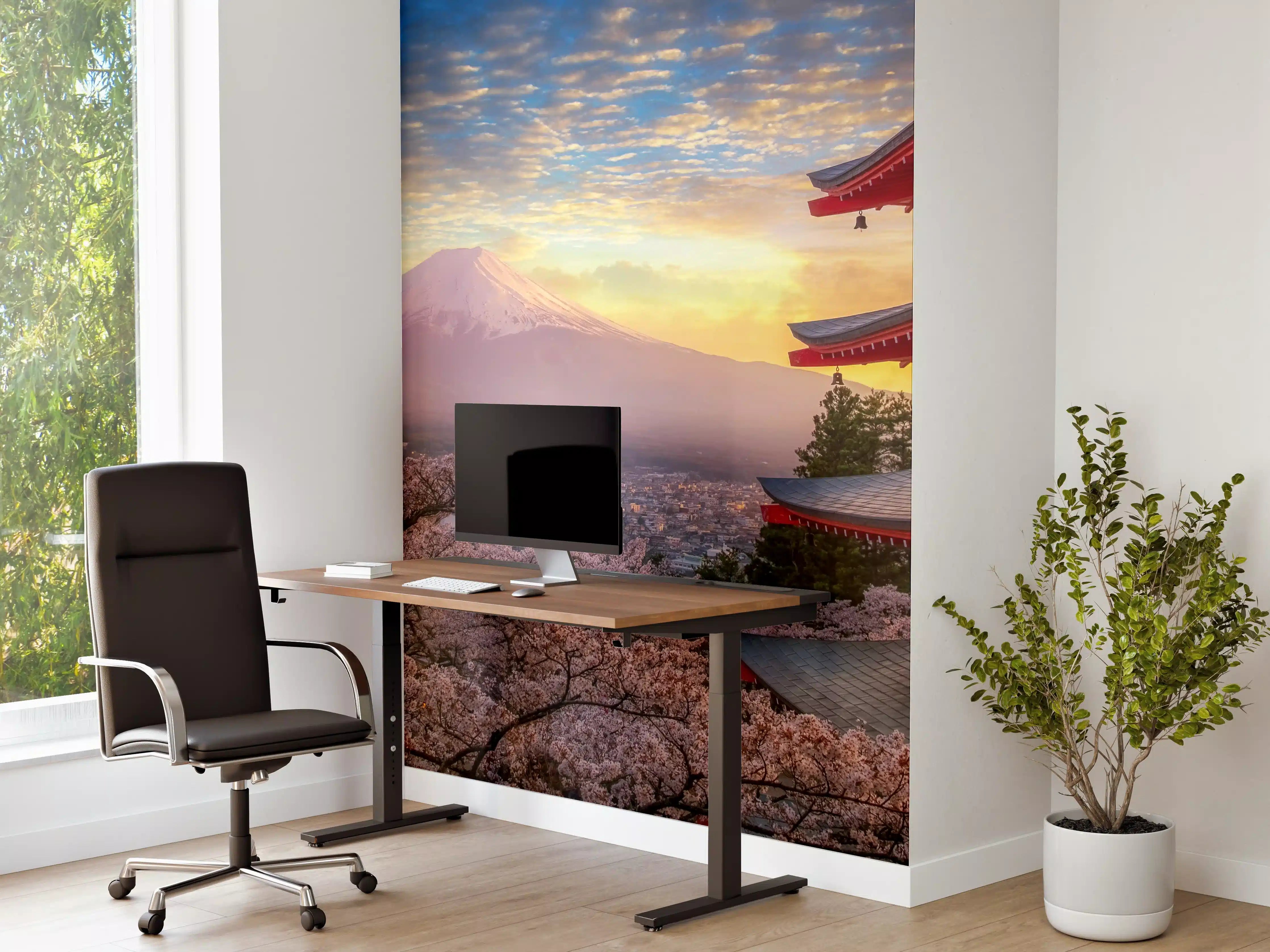 Büro Wandgestaltung - Panoramablick auf Fujiyoshida Sonnenuntergang