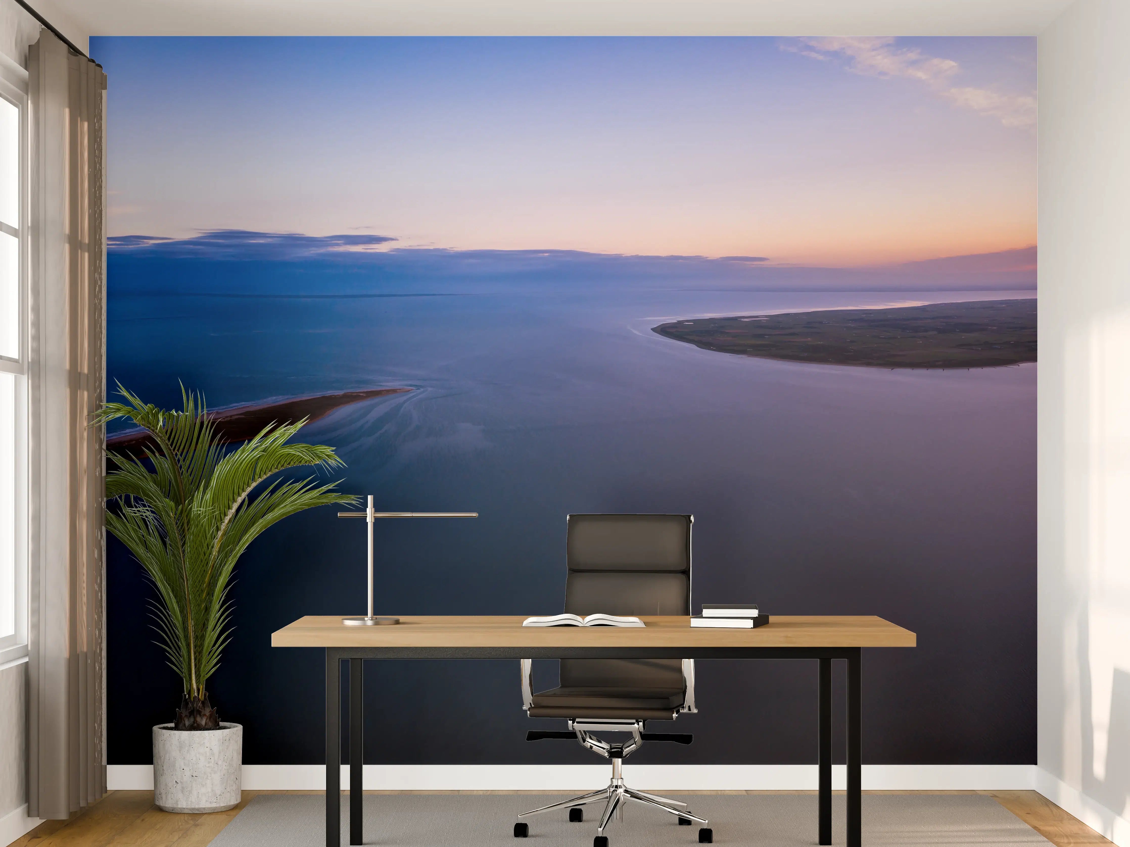 Büro Wandgestaltung - Panoramablick über friedliche Wasserlandschaft