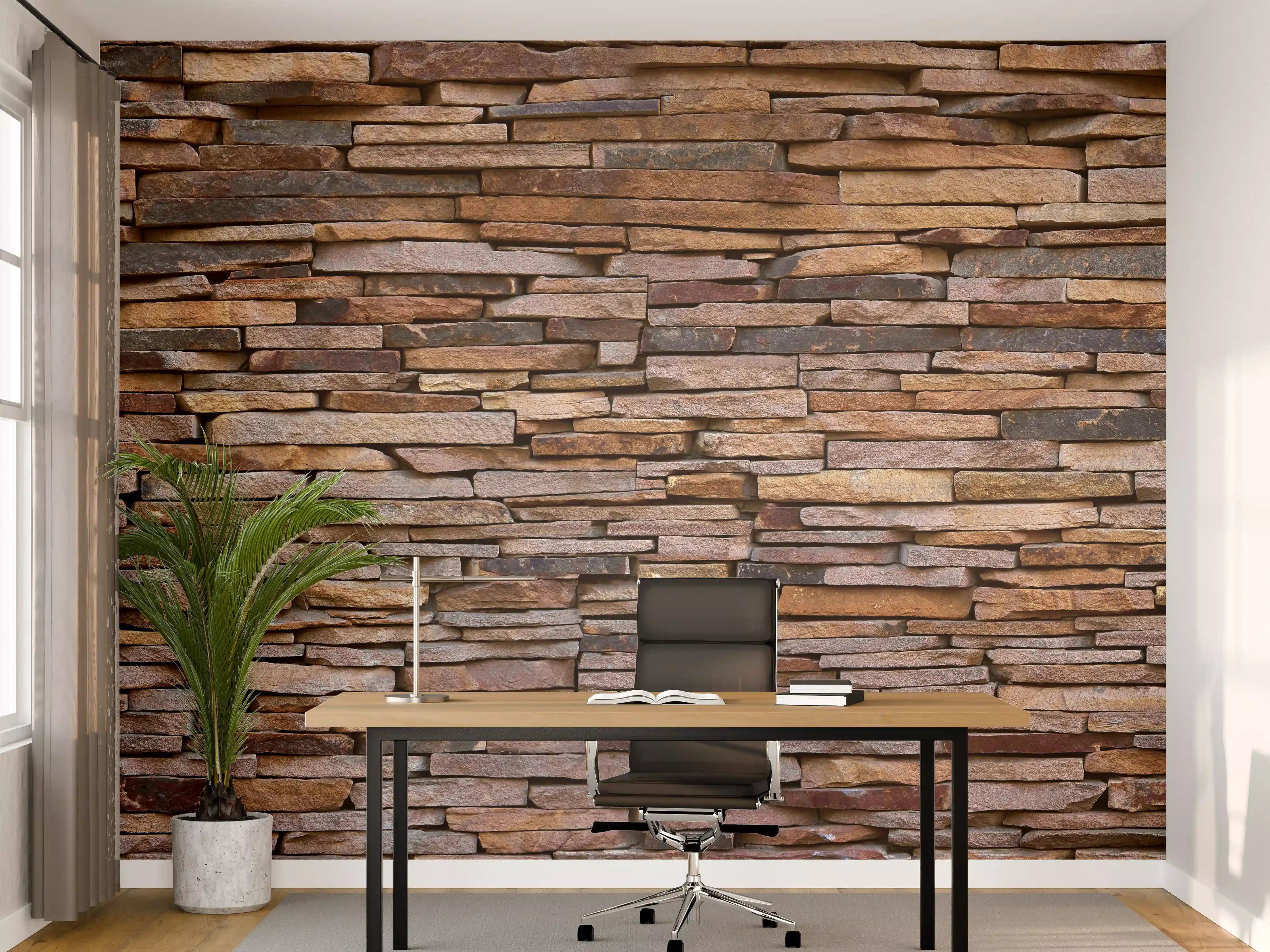 Büro Wandgestaltung - Panoramaplatte Granit