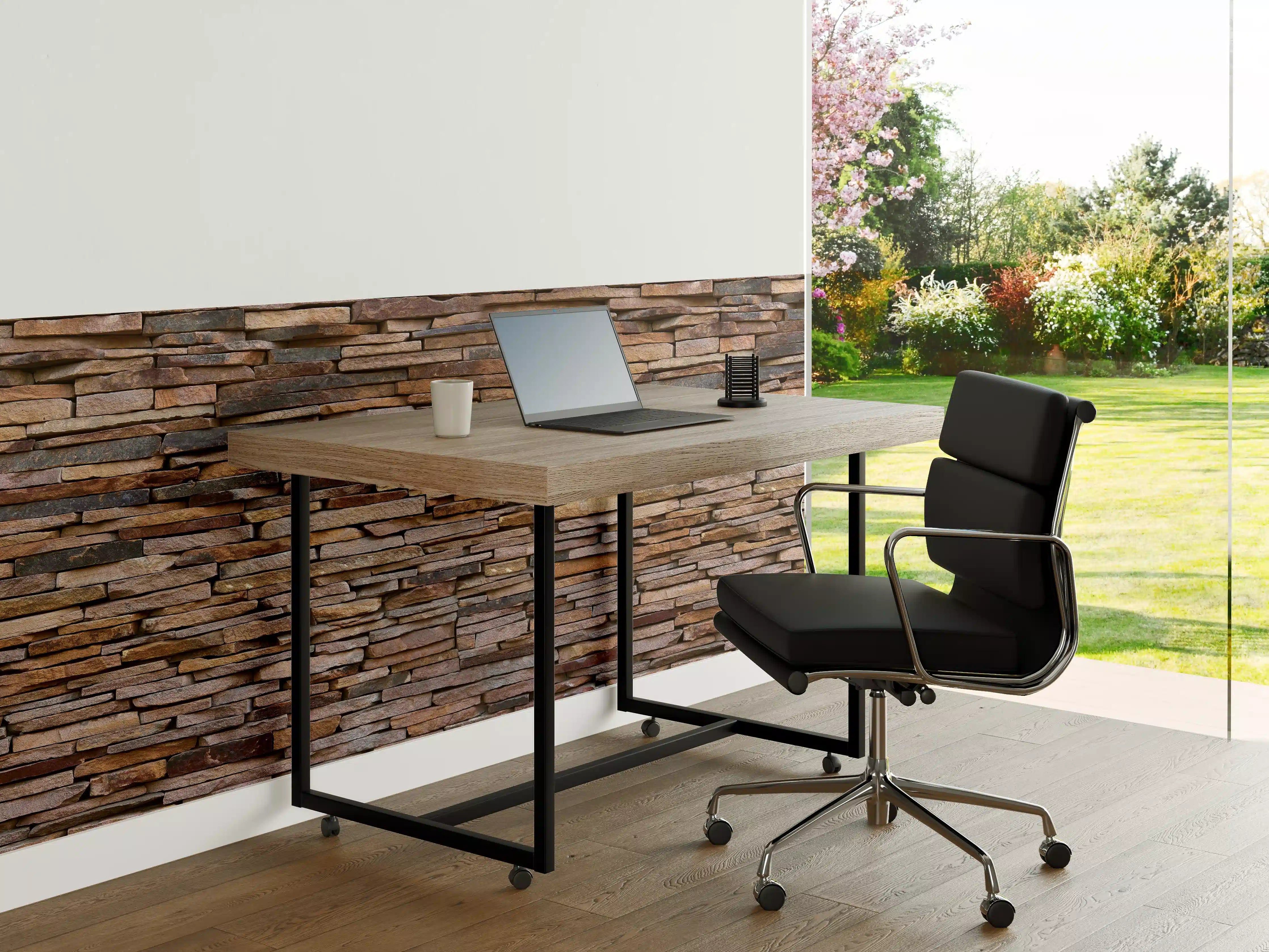 Büro Wandgestaltung - Panoramaplatte Granit