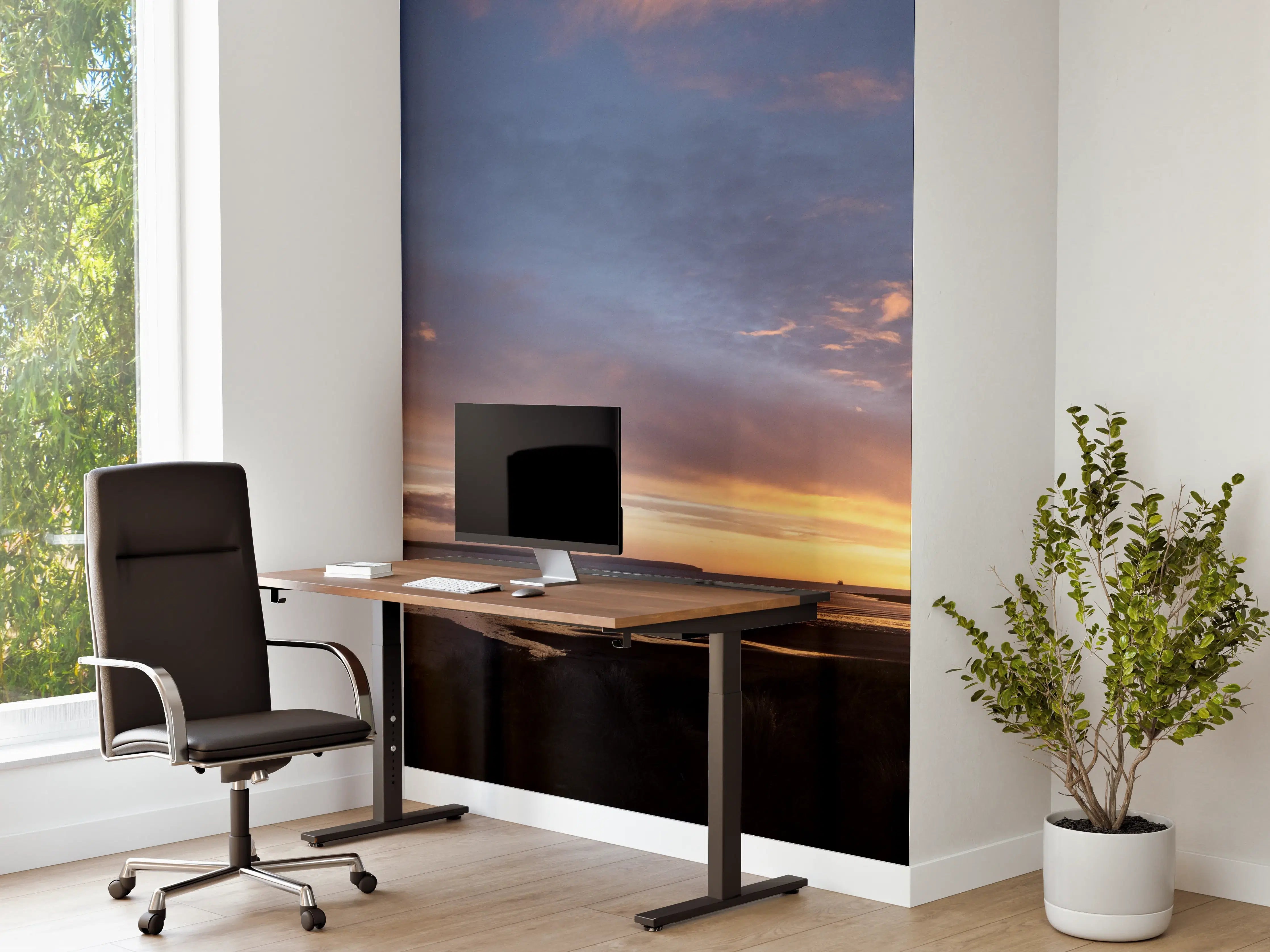 Büro Wandgestaltung - Panoramischer Sonnenuntergang über ruhigem Wasser