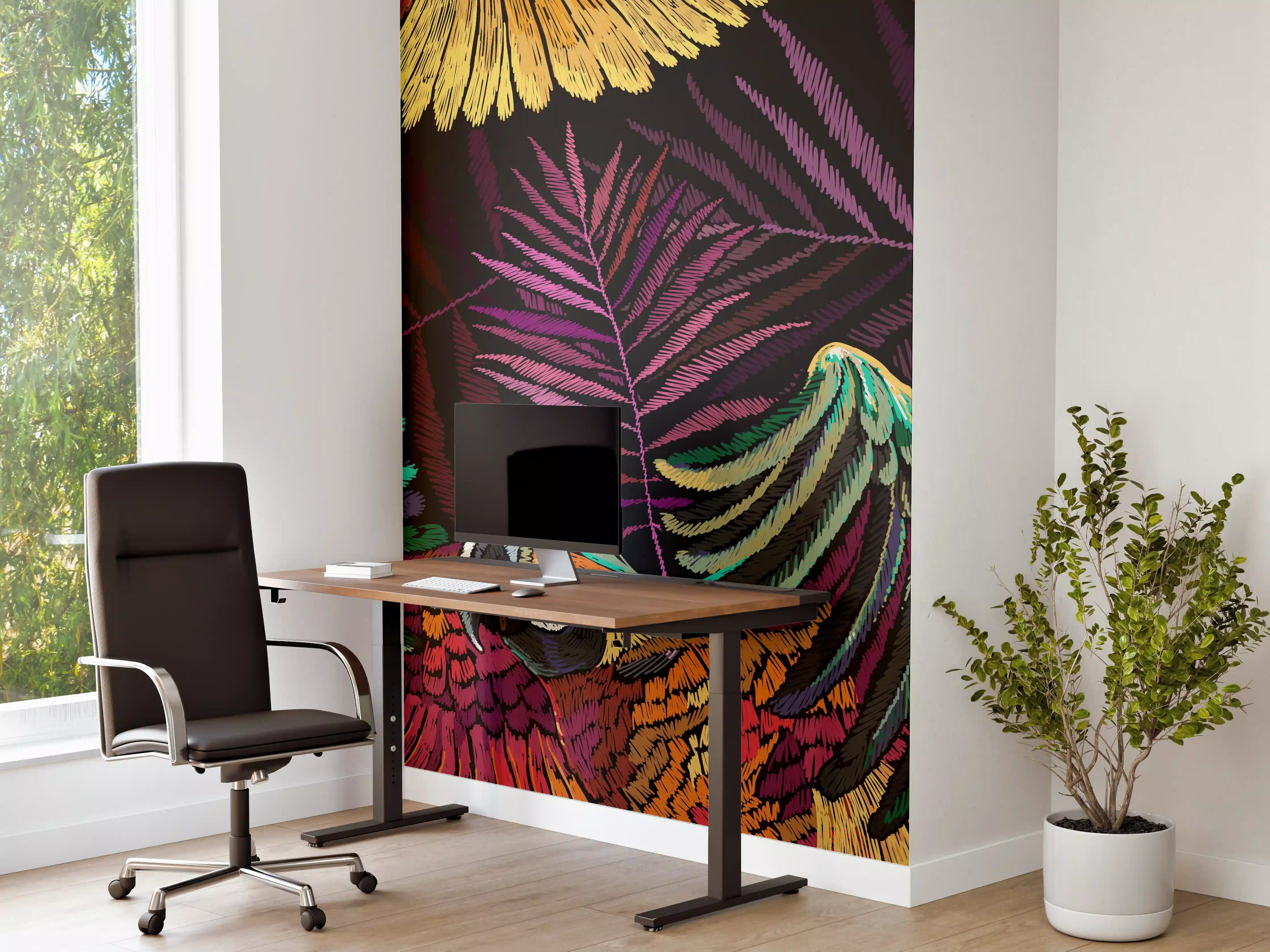 Büro Wandgestaltung - Papagaien - Stickmuster
