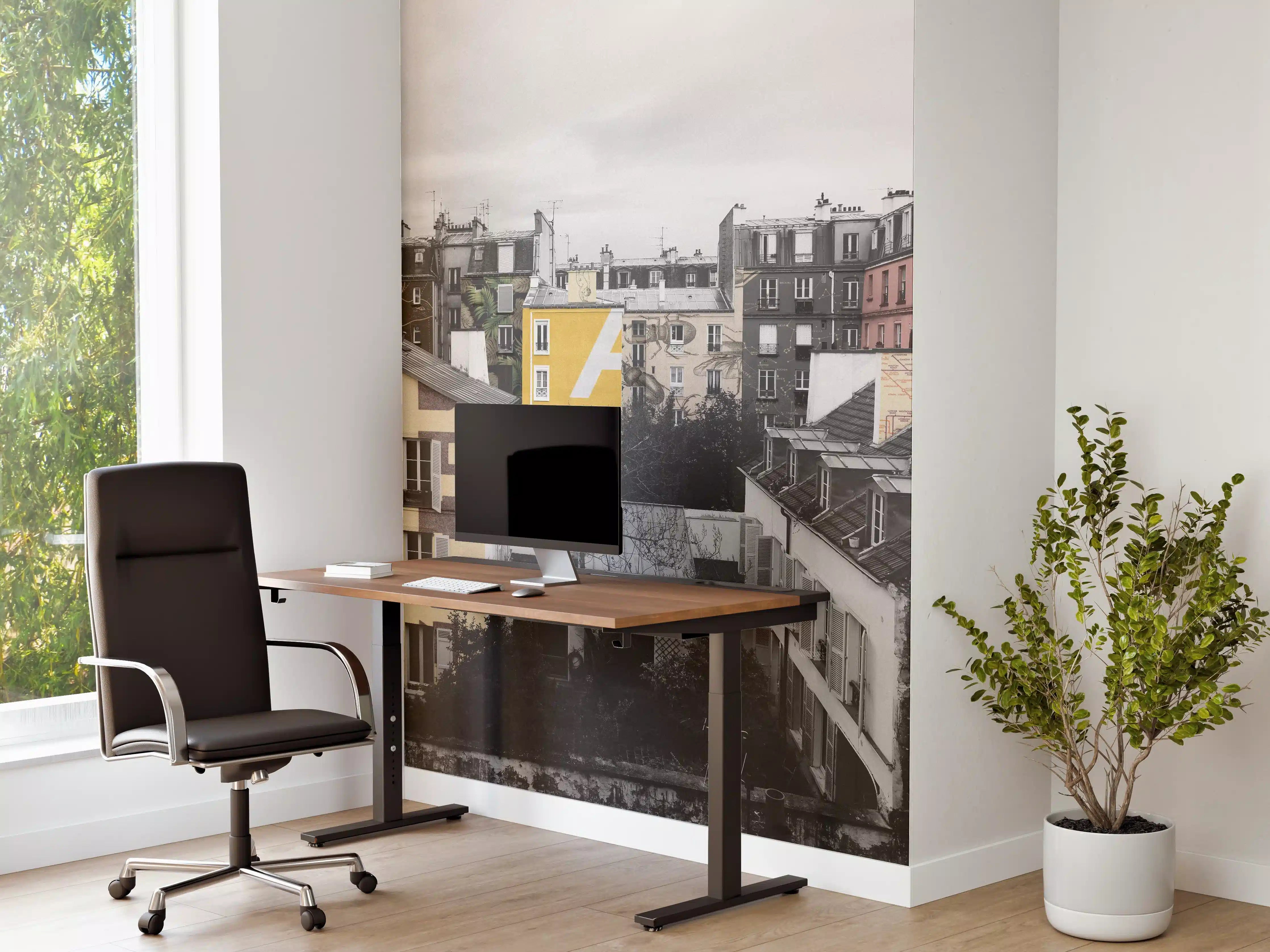 Büro Wandgestaltung - Paris Grau-Gelb-Highlight