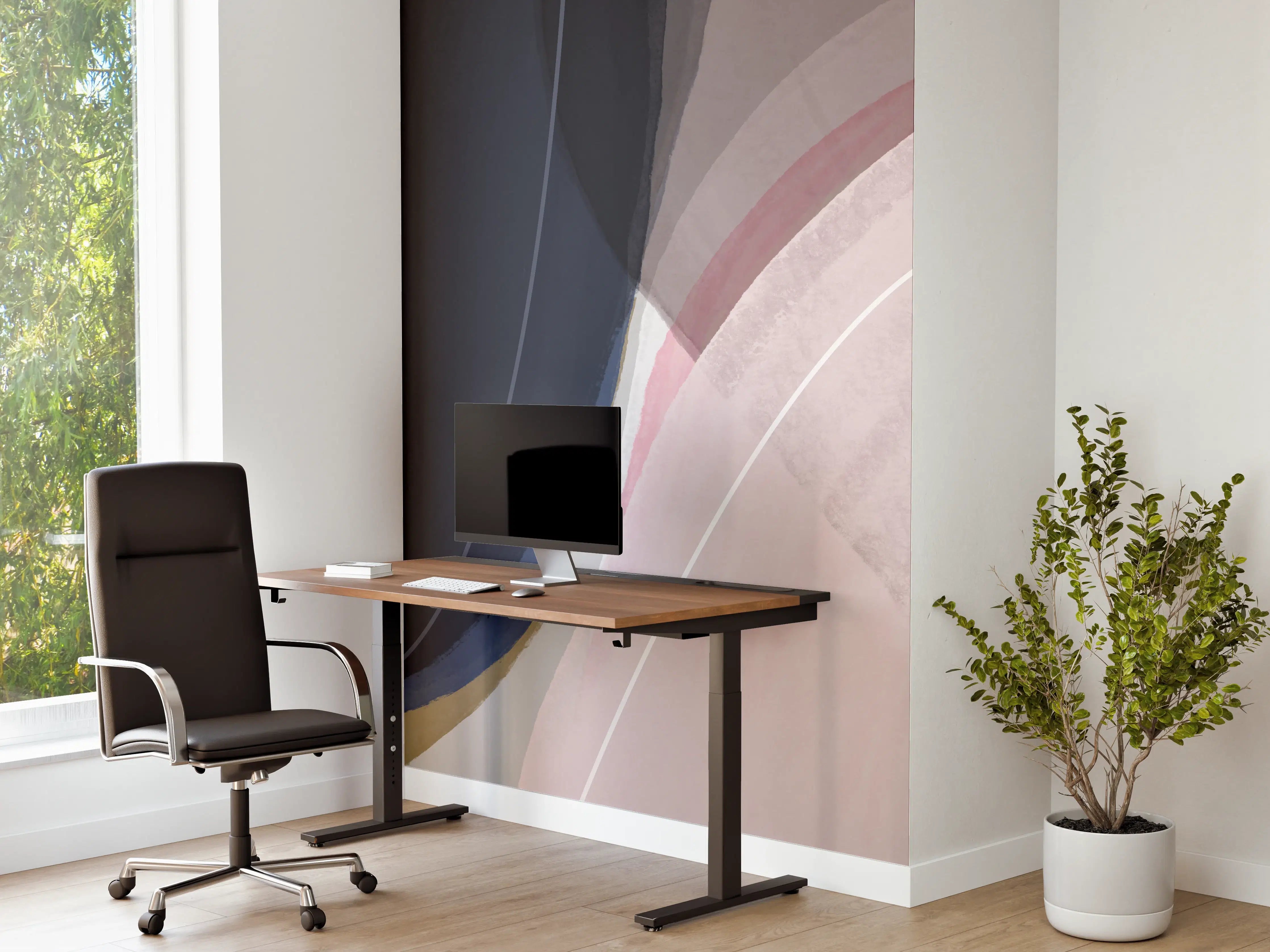 Büro Wandgestaltung - Pastell Grau Blau Abstraktion