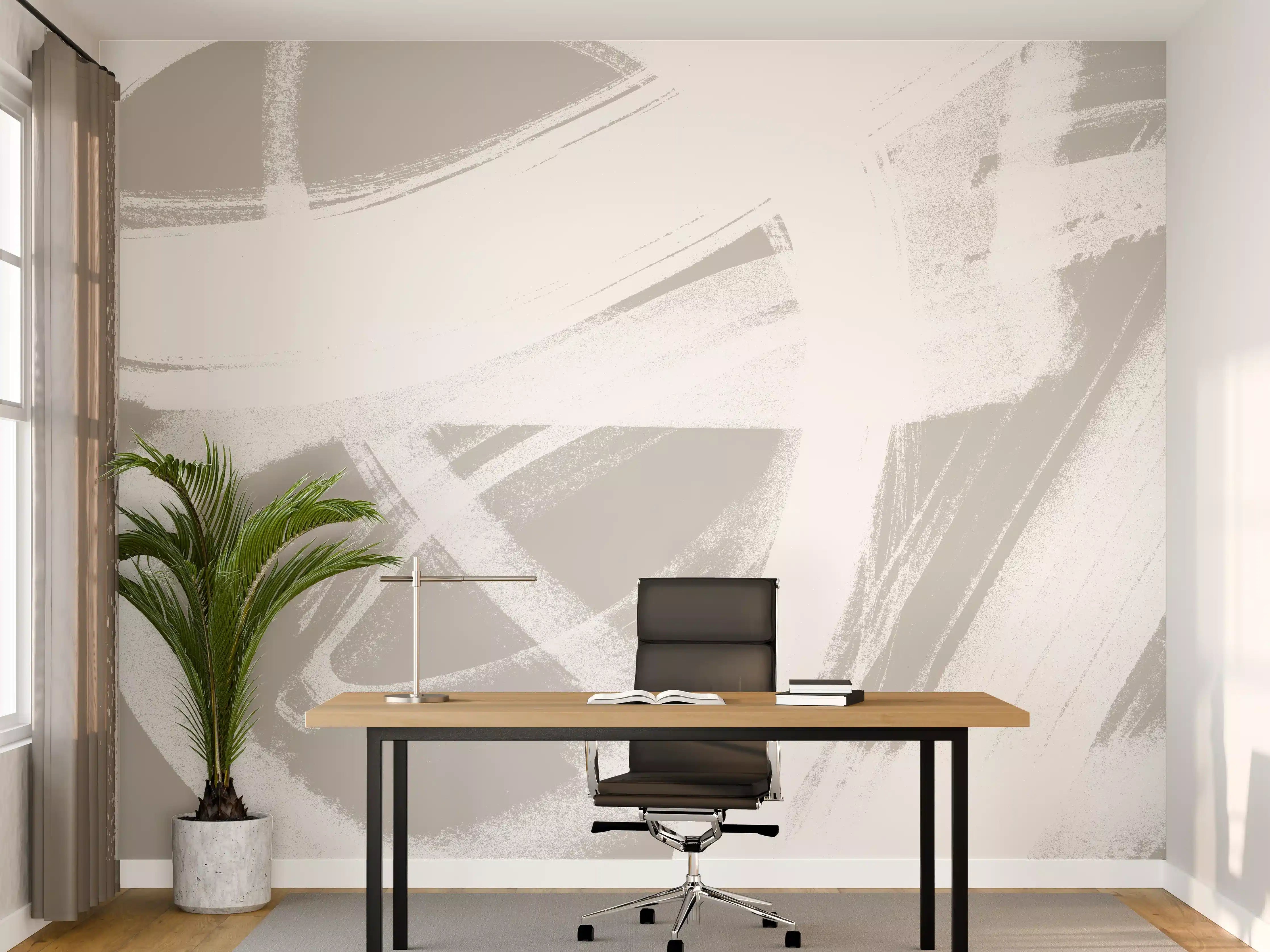 Büro Wandgestaltung - Pastell Grau-Weiße Abstraktion