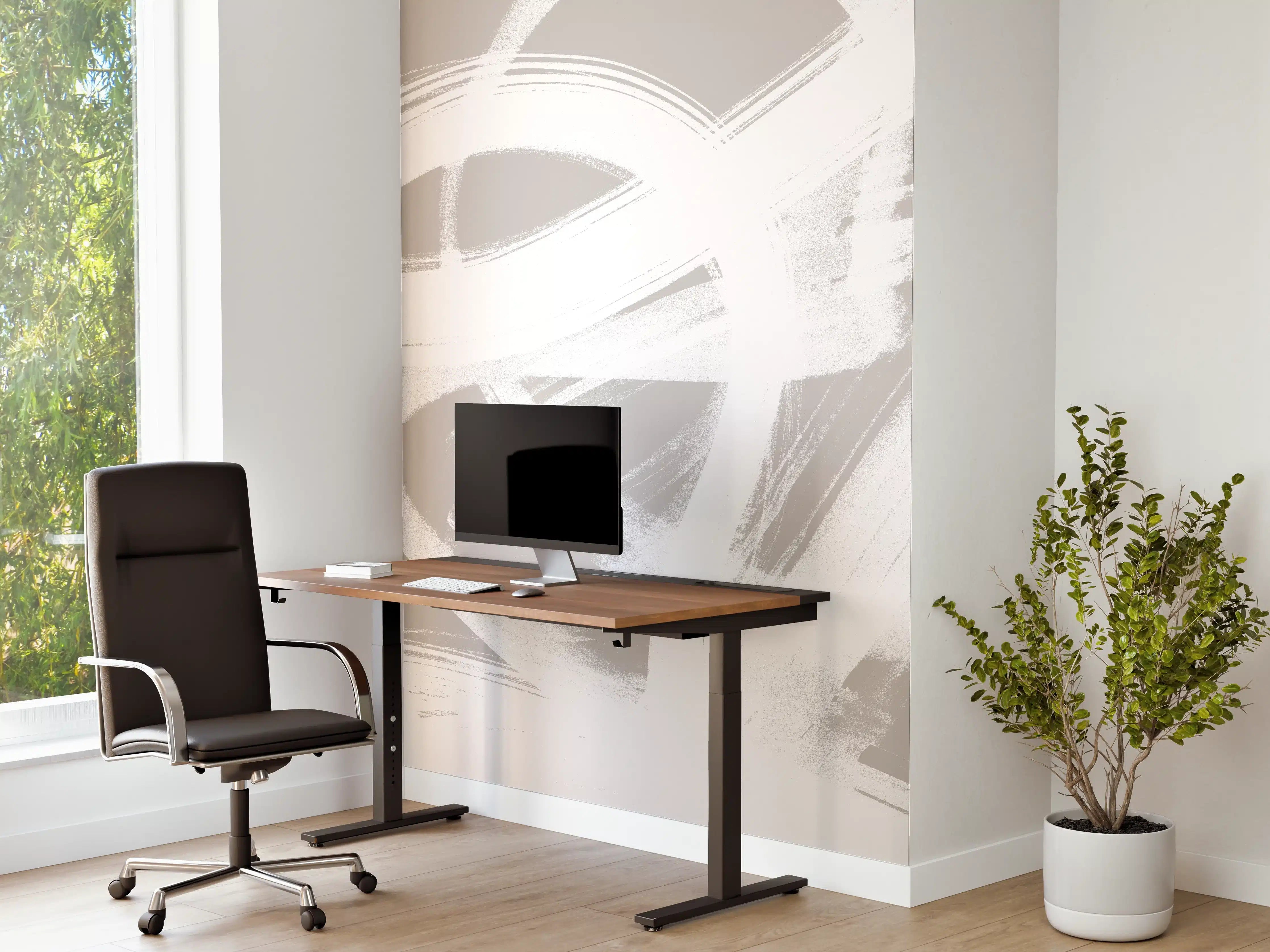 Büro Wandgestaltung - Pastell Grau-Weiße Abstraktion