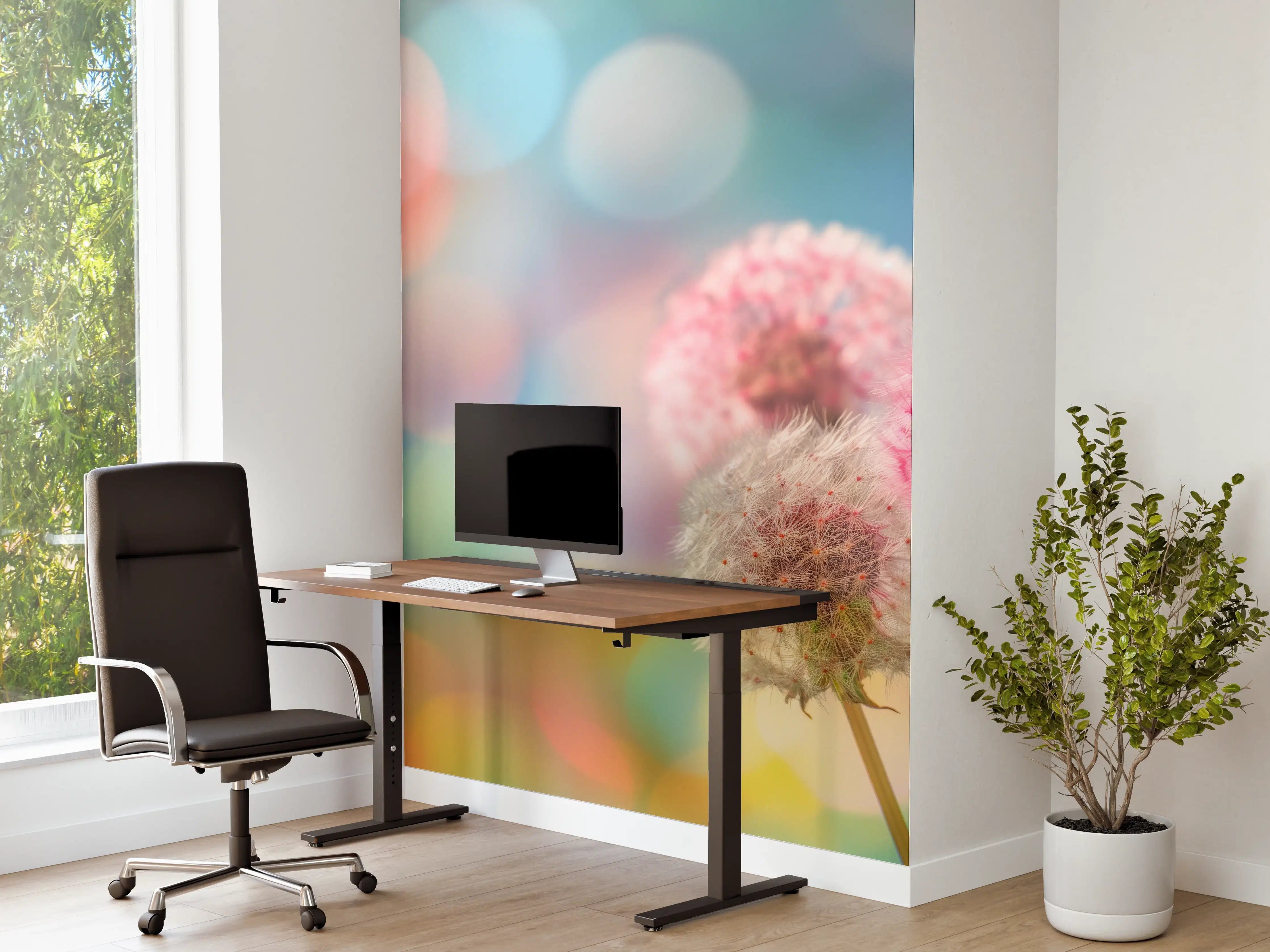 Büro Wandgestaltung - Pastell-Pusteblumen im Bokeh