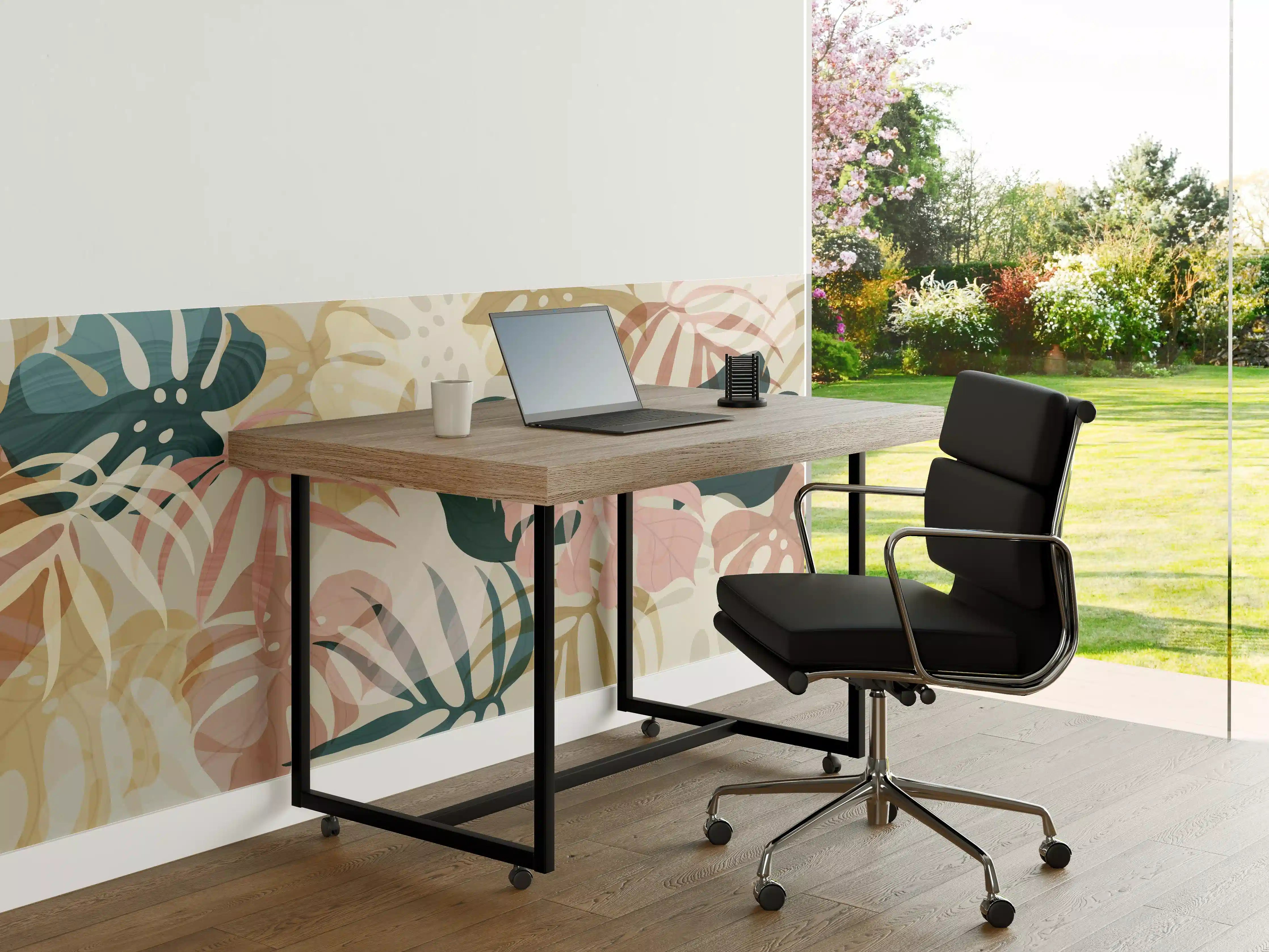 Büro Wandgestaltung - Pastellfarbene Blumenmuster Tapete
