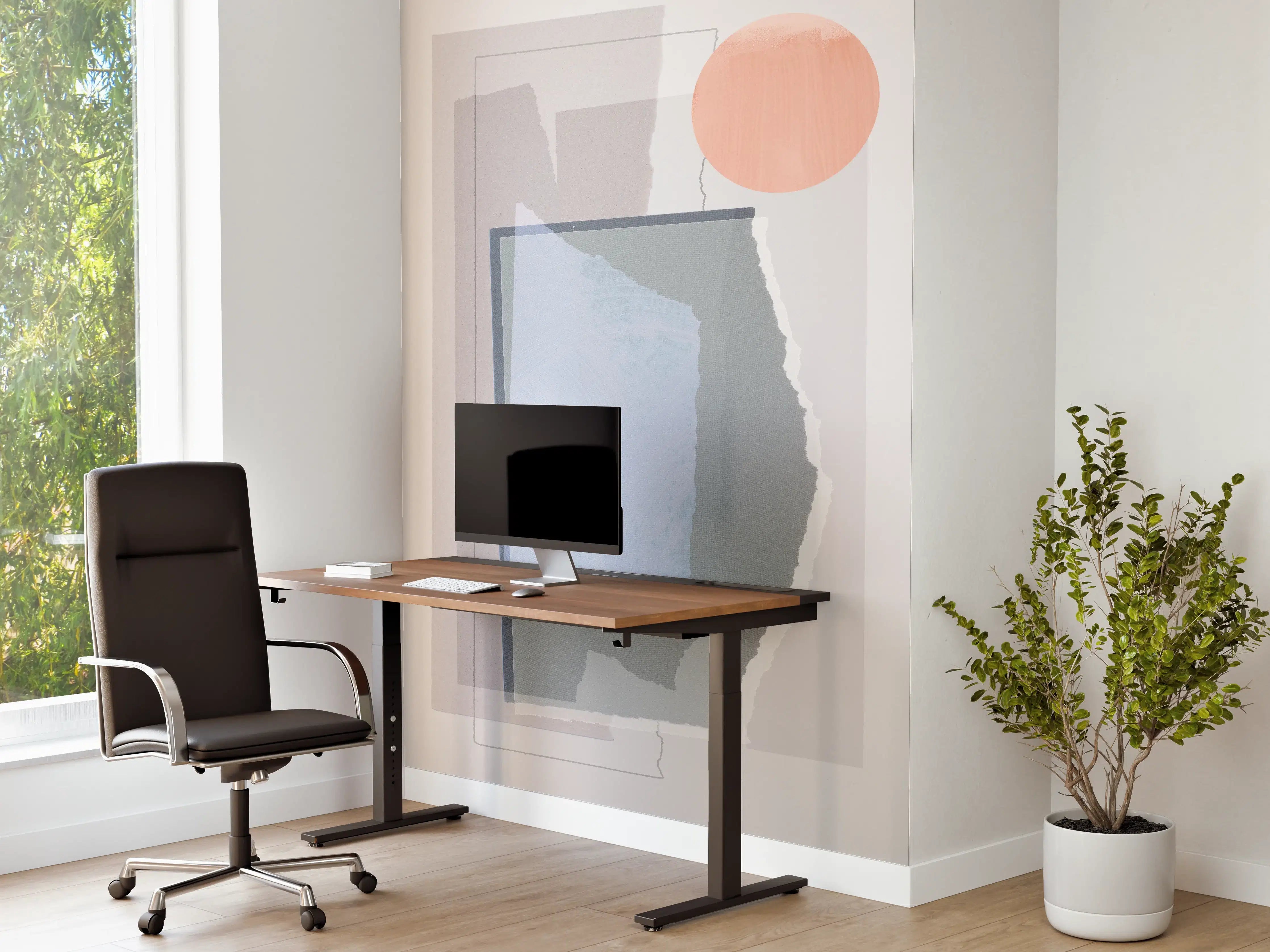 Büro Wandgestaltung - Pastellfarbene Collage mit geometrischen Formen