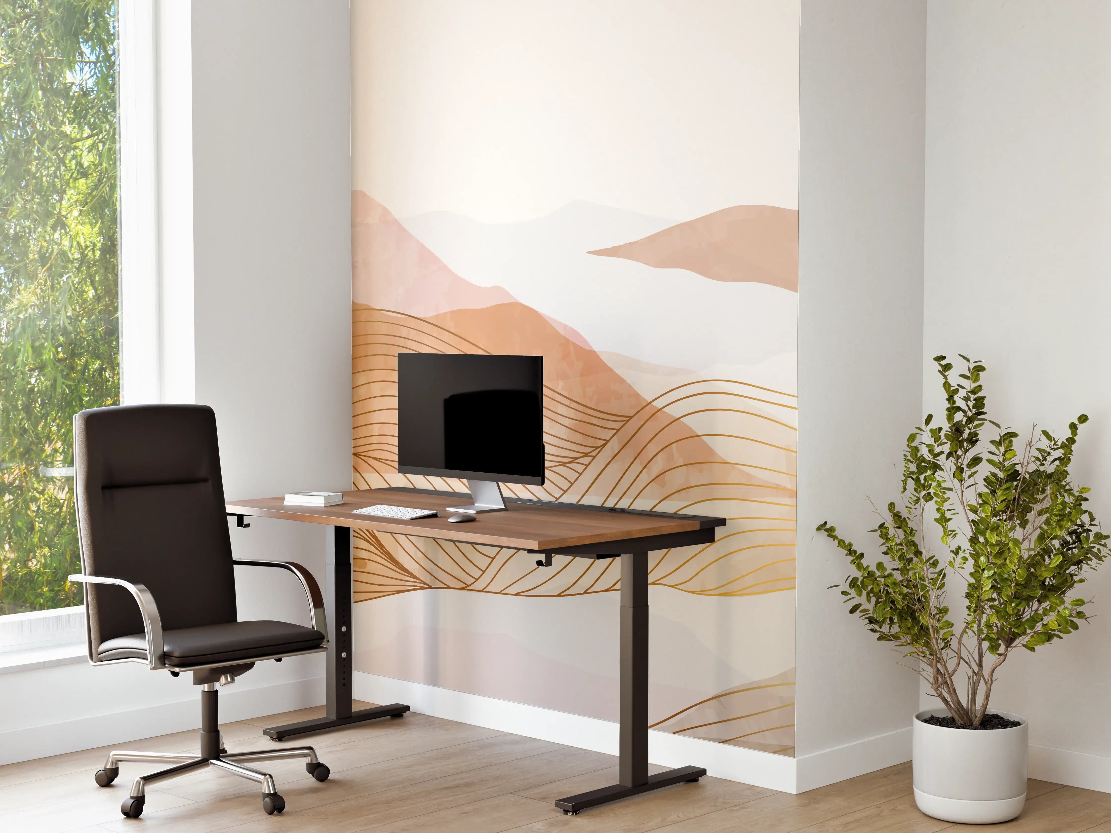 Büro Wandgestaltung - Pastellfarbene Hügellandschaft