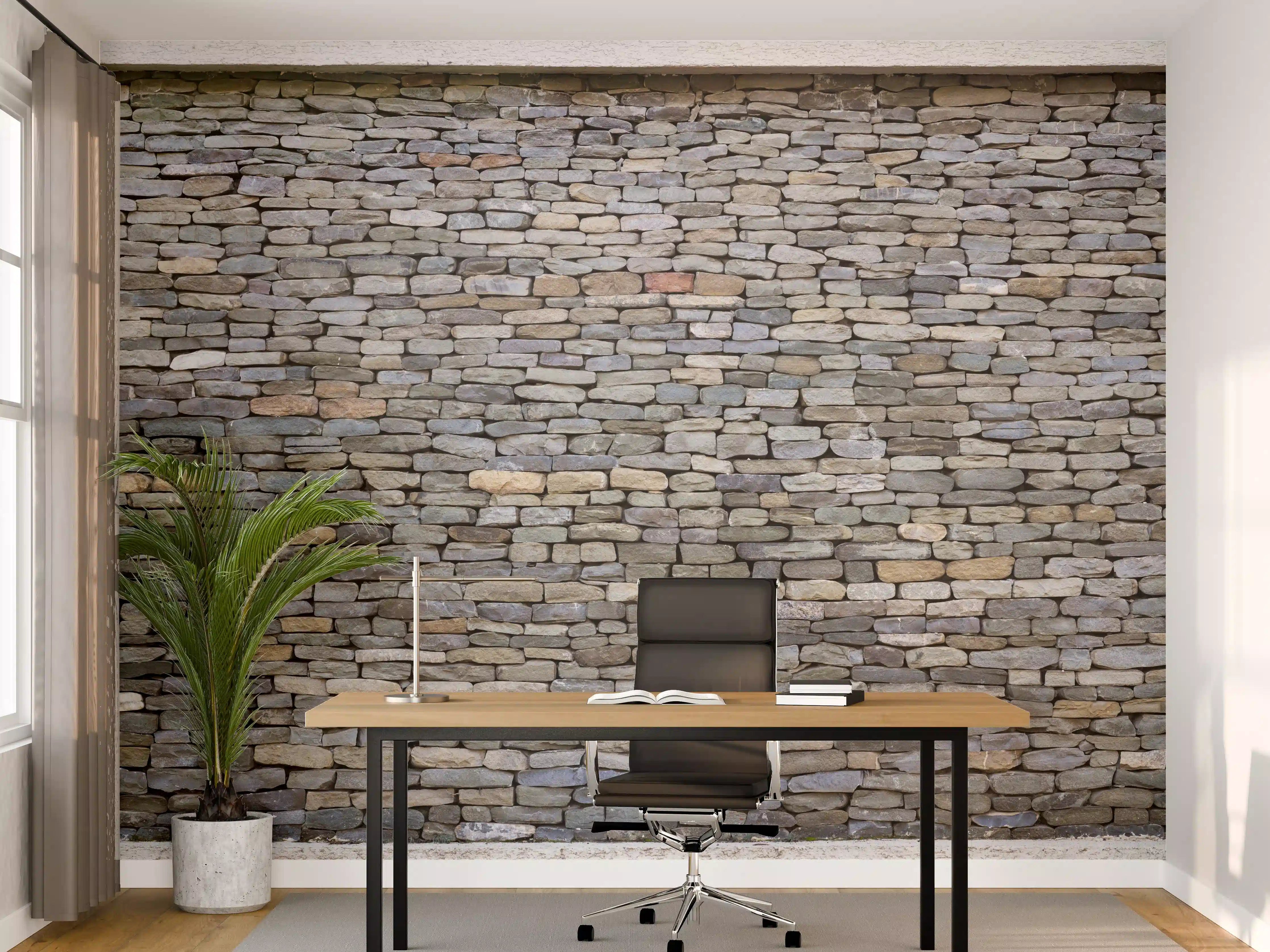 Büro Wandgestaltung - Pastellfarbene Steinmauer