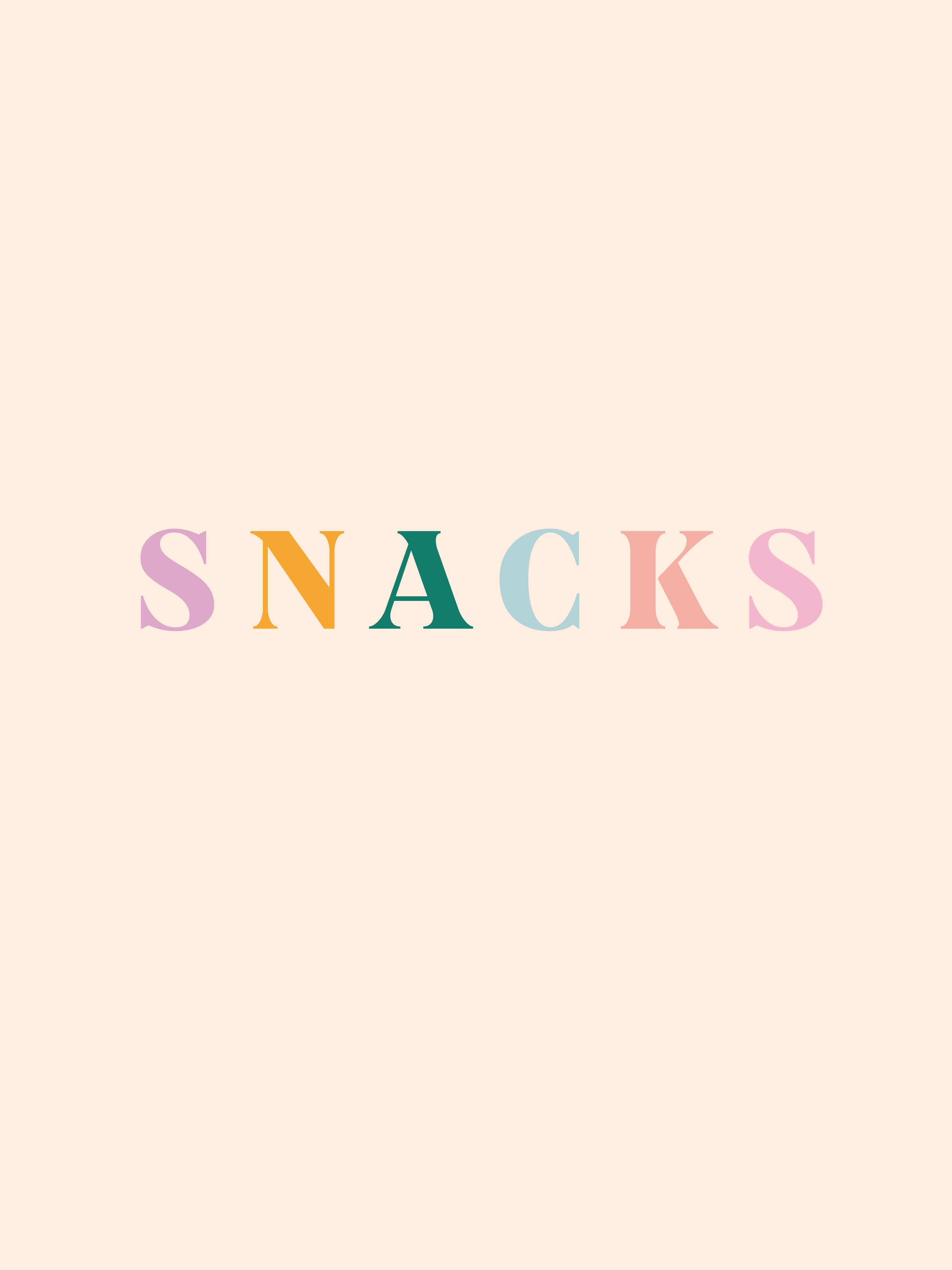 Büro Wandgestaltung-Pastellfarbene 'SNACKS' Schrift