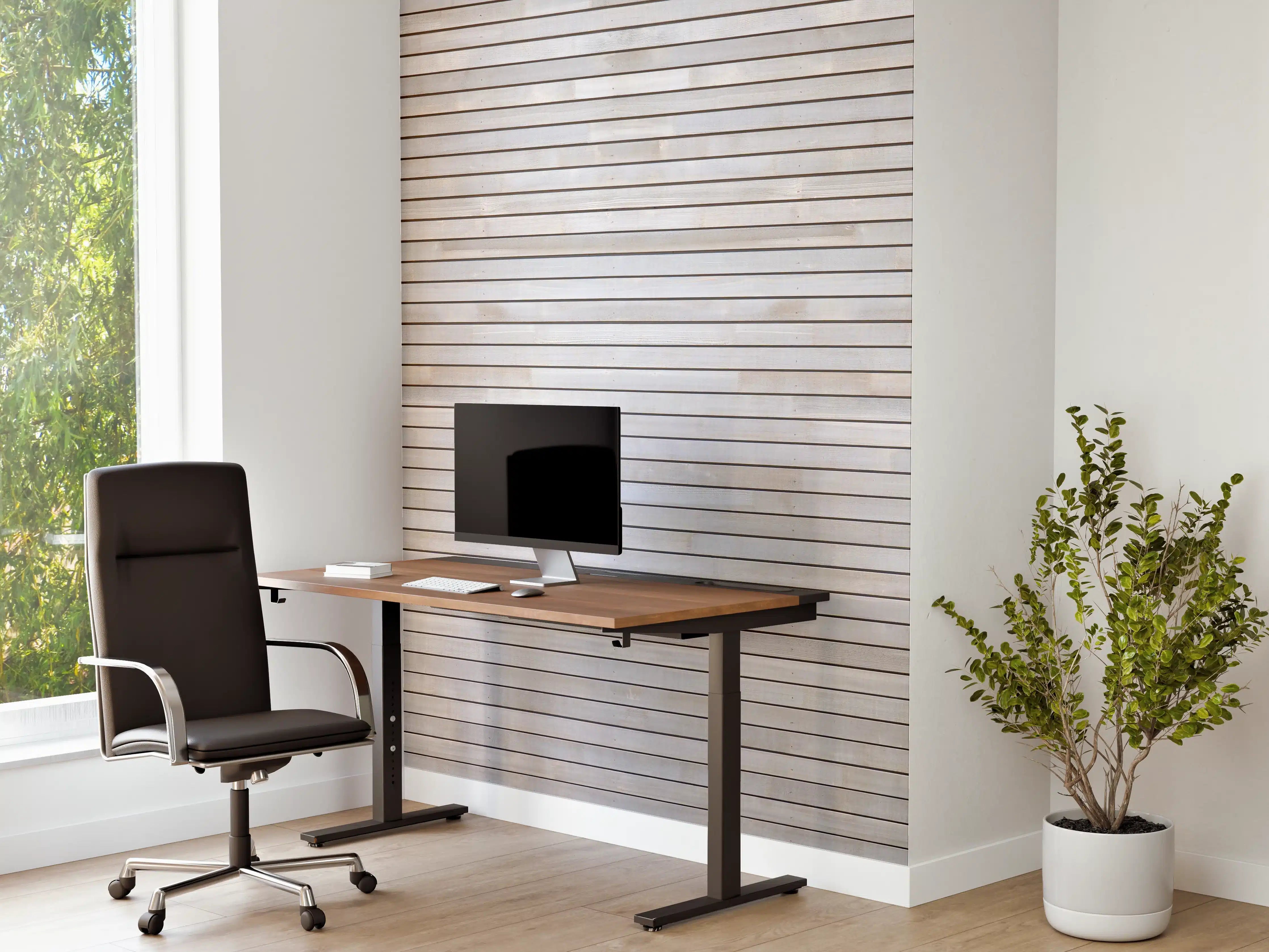 Büro Wandgestaltung - Pastellfarbige Holzfassade