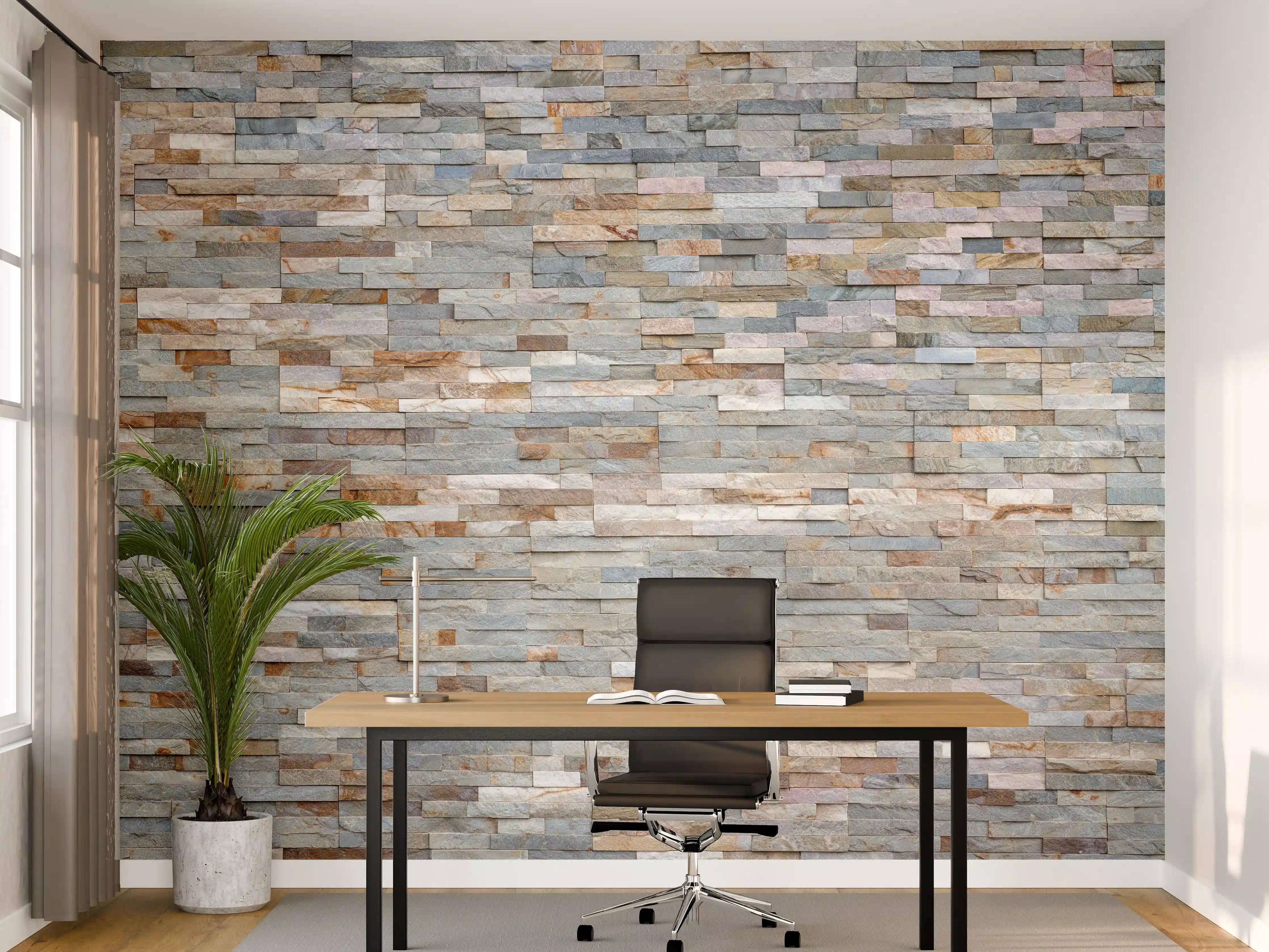 Büro Wandgestaltung - Pastellfarbige Schieferstein Textur