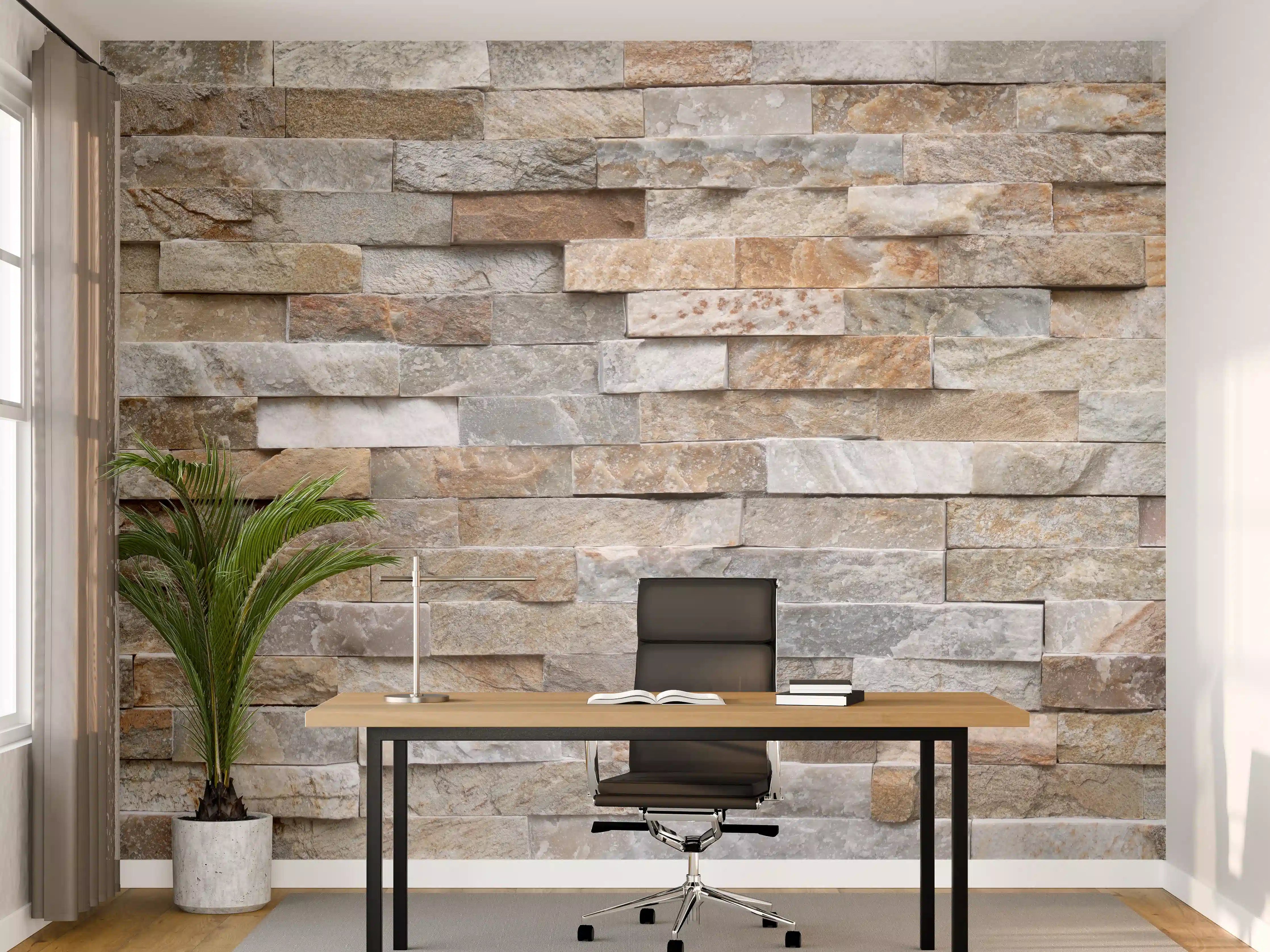 Büro Wandgestaltung - Pastellfarbige Steinmauer