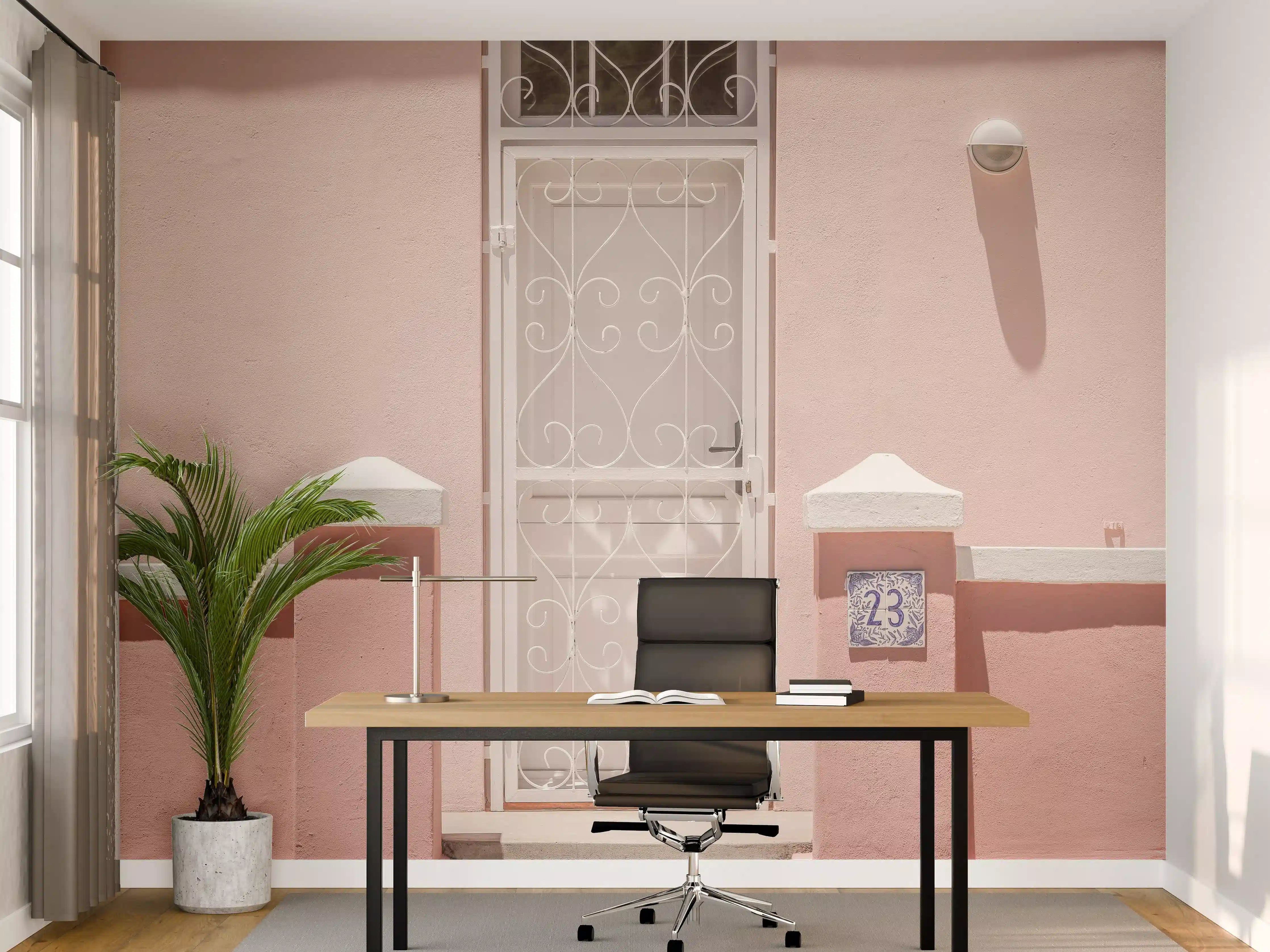 Büro Wandgestaltung - Pastellrosa Eingangstür