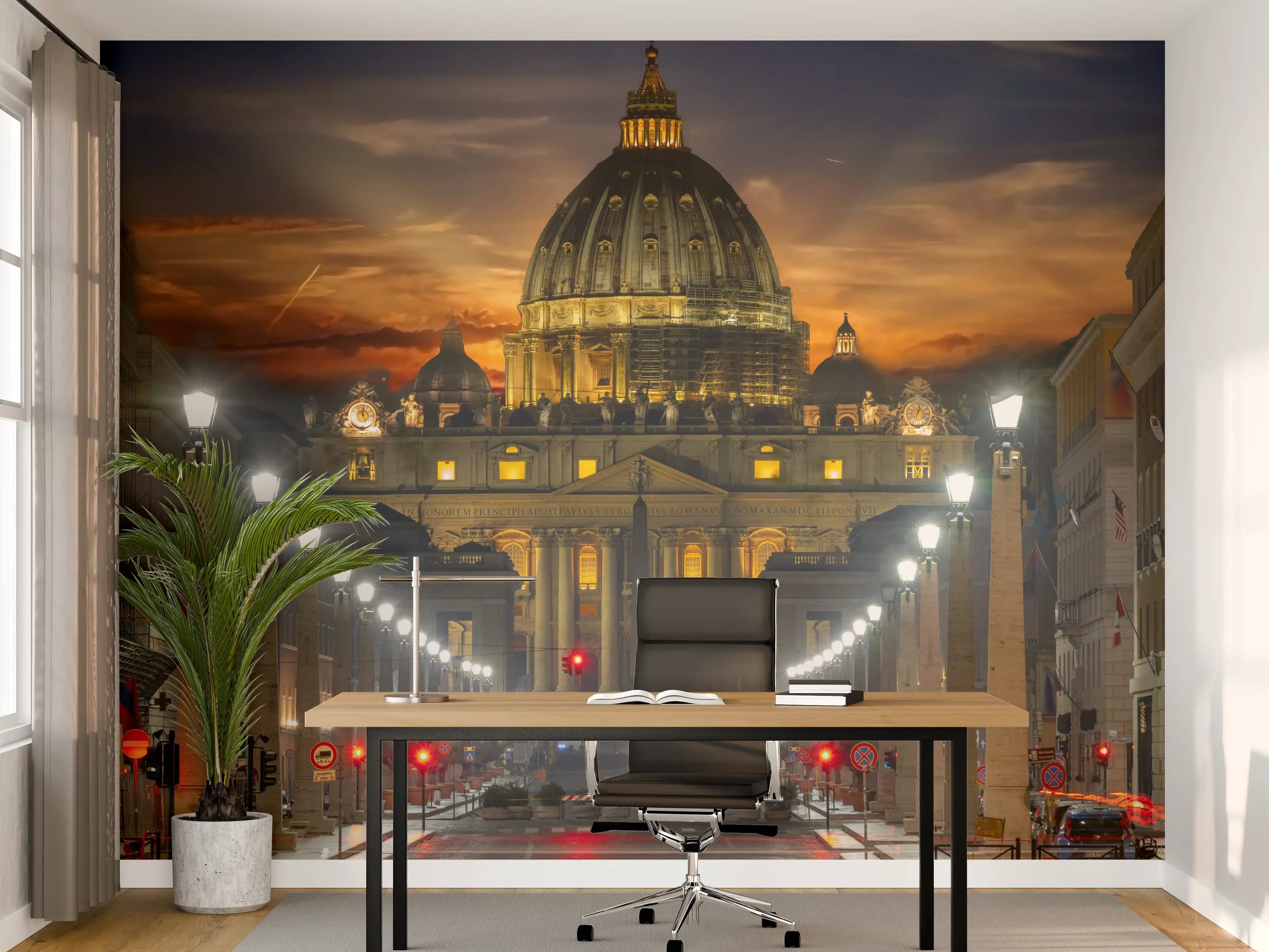 Büro Wandgestaltung - Petersdom Rom Abendstimmung