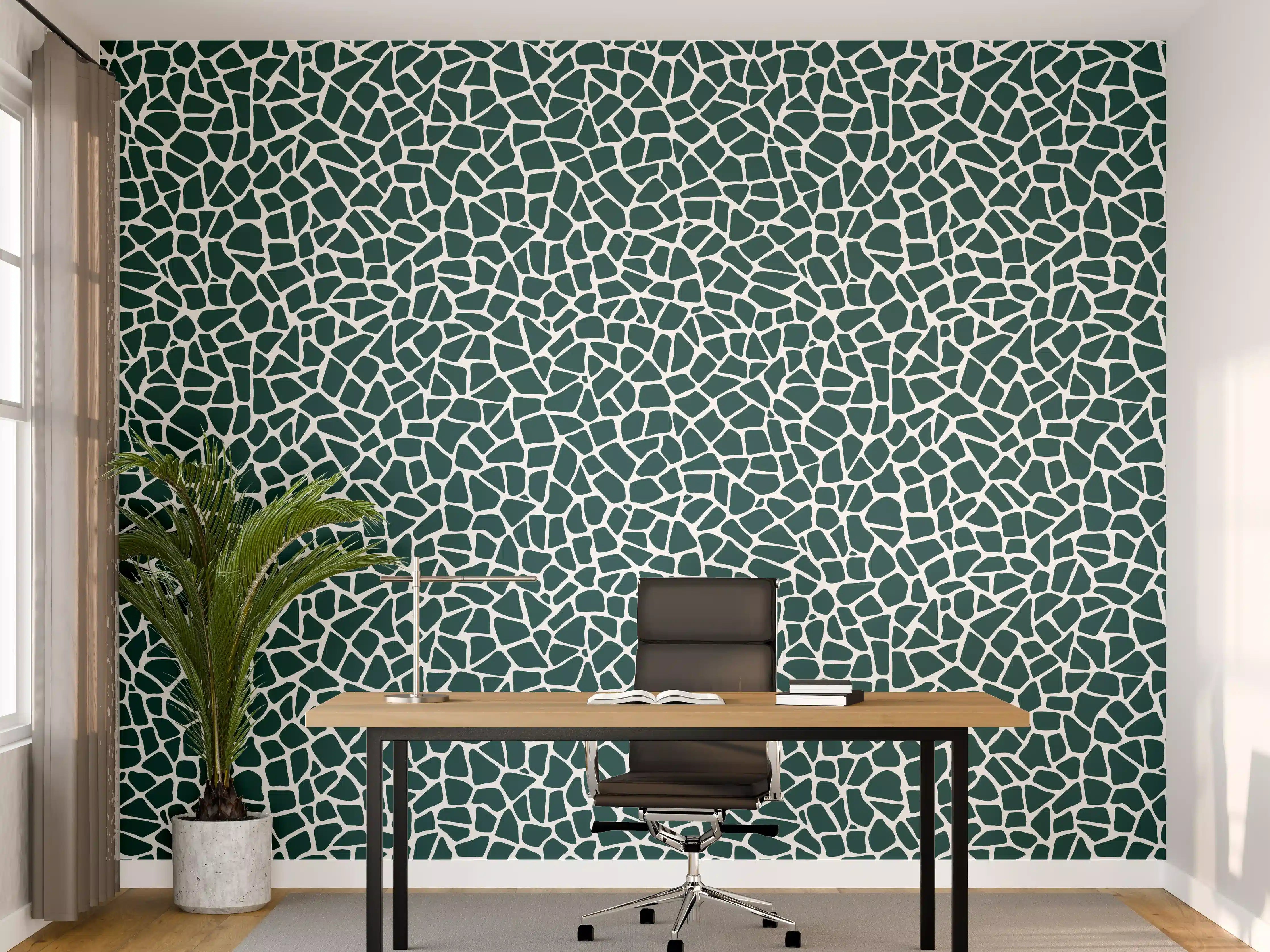 Büro Wandgestaltung - Petrolgrüne Fliesen mit strukturierter Oberfläche